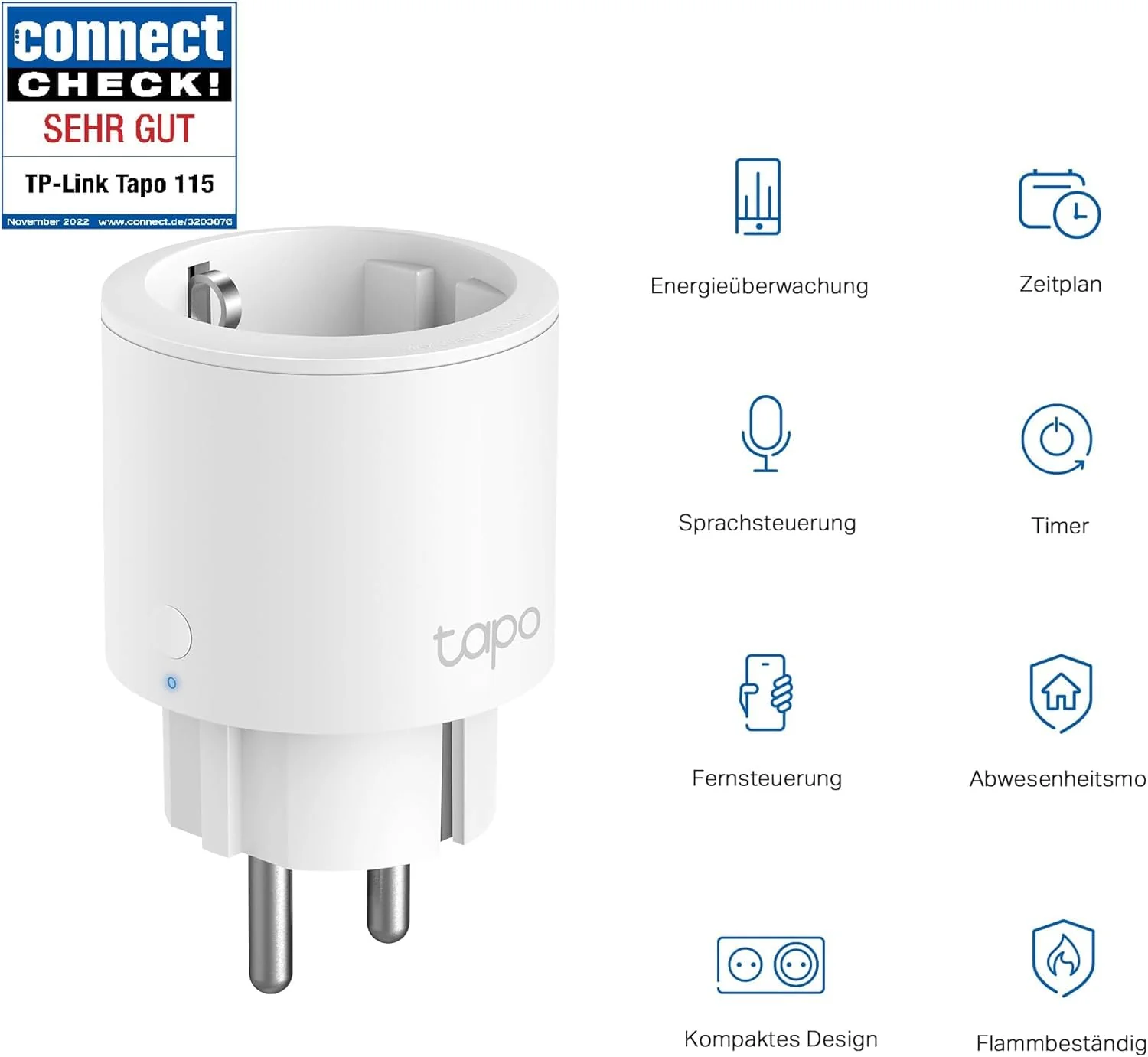Tapo Nano Smart WiFi Socket Tapo P115 with Energy Consumption Control, Smart Home Alexa Socket, Works with Alexa, Google Home, Voice Control, Remote Access, No Hub Required (Pack of 4) 4er pack - Image 2