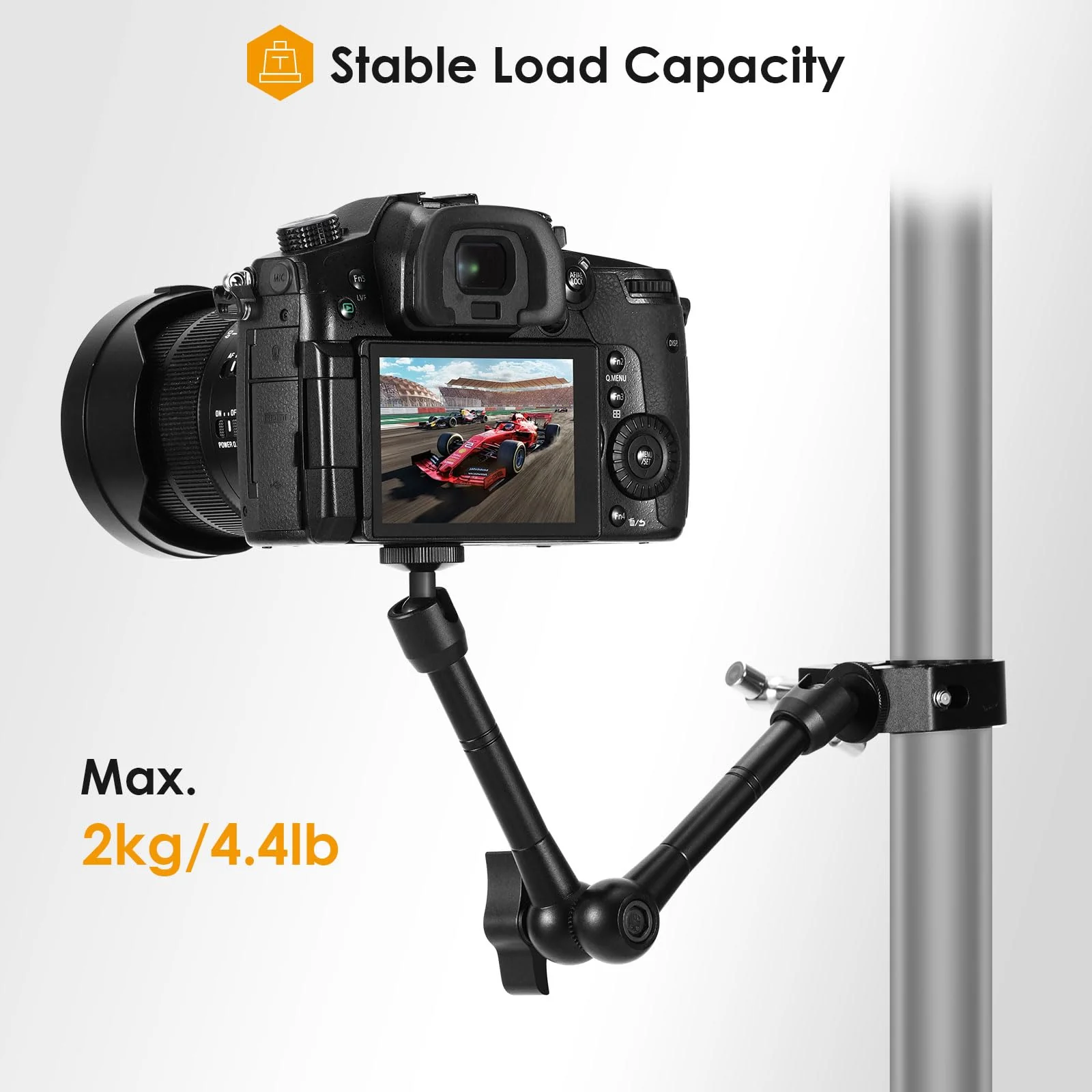 TARION Magic Arm with Super Clamp - 11in/28cm Adjustable Articulating Friction Camera Mount & Clamp with 1/4"" and 3/8"" Thread for LCD Monitor LED Light Flash Light Phone Action Cam, Black - Image 4