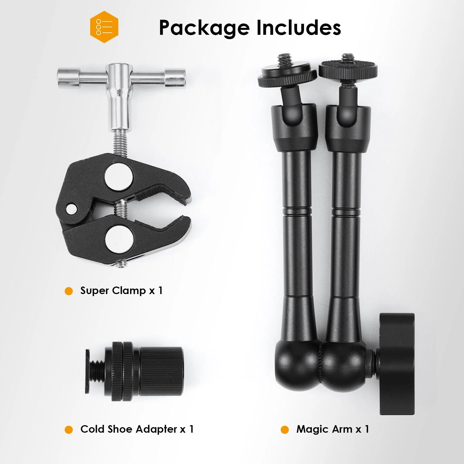 TARION Magic Arm with Super Clamp - 11in/28cm Adjustable Articulating Friction Camera Mount & Clamp with 1/4"" and 3/8"" Thread for LCD Monitor LED Light Flash Light Phone Action Cam, Black - Image 8