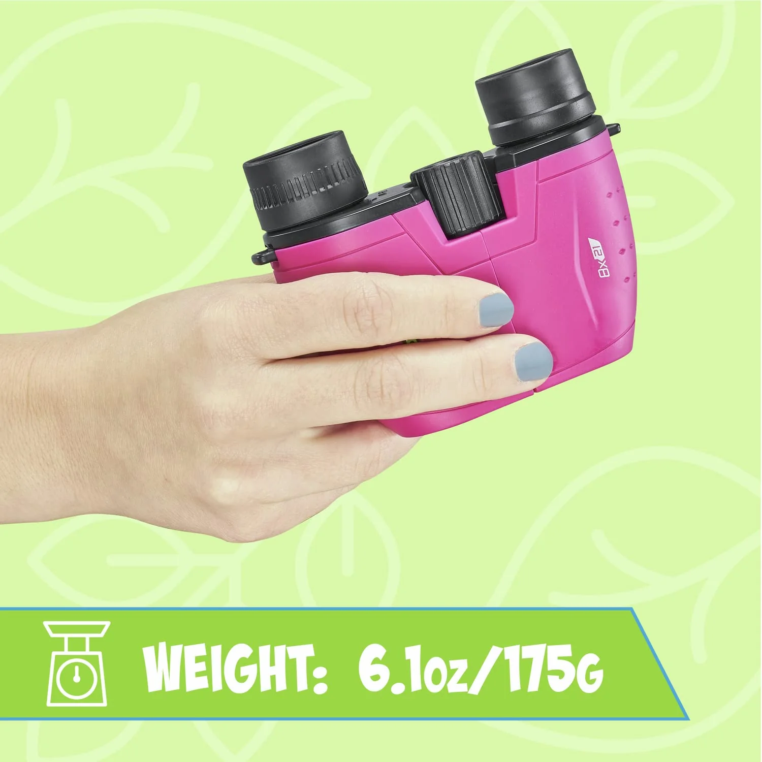 Tasco Kids Binoculars 8x21, Compact Binoculars for Kids Ages 3-12, Great for Adventures, Hiking, Camping, Travel, Bird Watching Not-Foldable Pink - Image 6