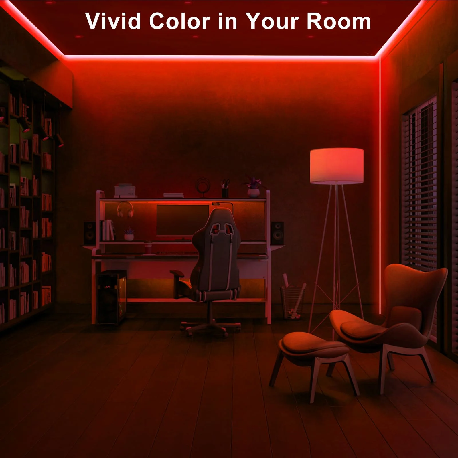 Tatazone 16.4ft Red COB Led Strip Lights with RF Remote, Dimmable Bright Dotless Adhesive Indoor Led COB Light Strip for Cabinet, Painting, Room, Bed - Image 5