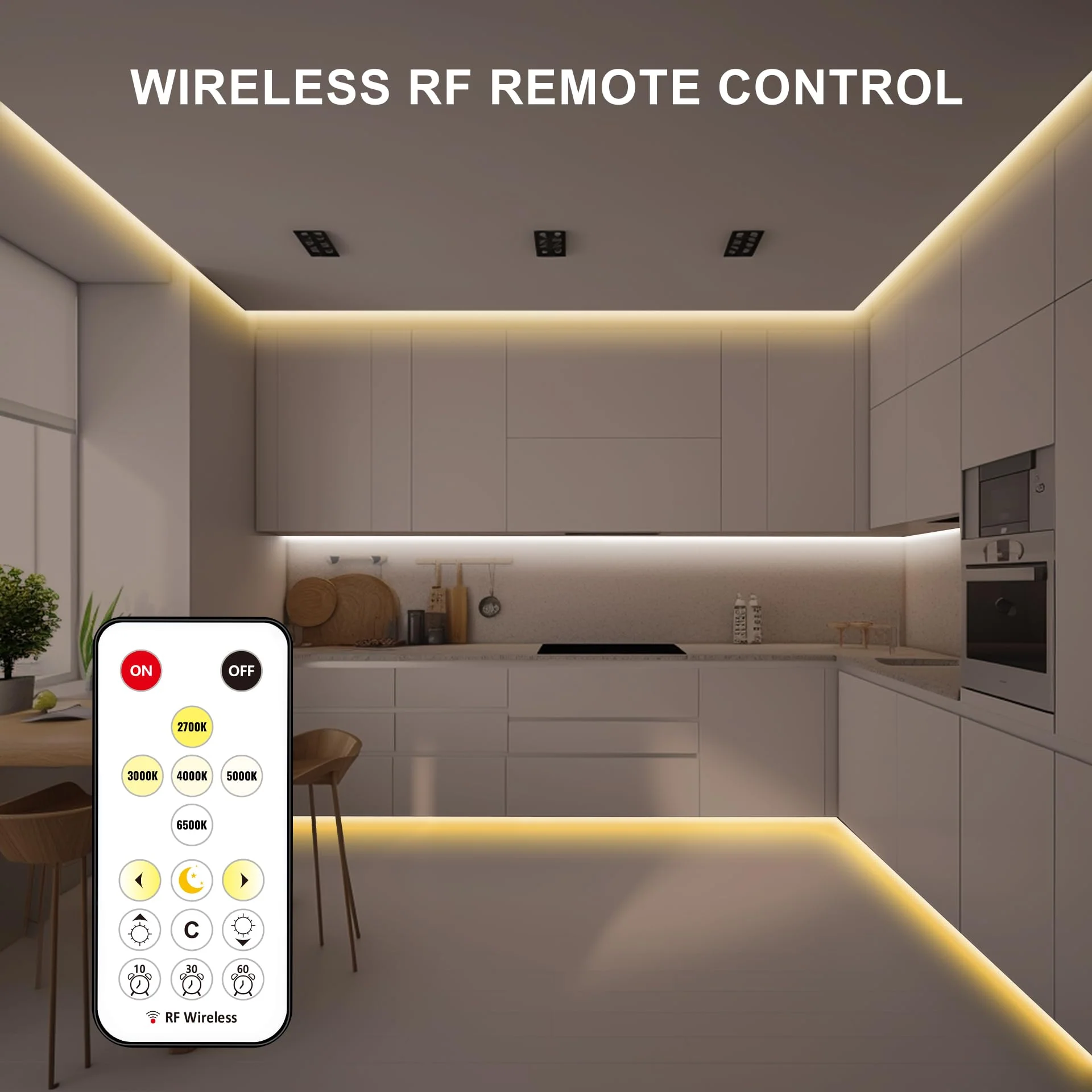 Tatazone 16.4ft Tunable White COB Led Strip Light with RF Remote, CRI93+ Dimmable CCT 2700K-6500K Led Tape Lights, Adhesive High Density Dual Color Led COB Light Strip for Bedroom, Kitchen, Cabinet - Image 5