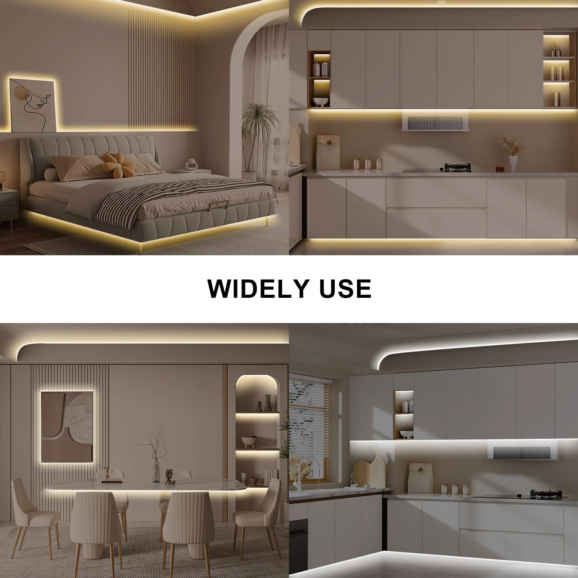 Tatazone 16.4ft Tunable White COB Led Strip Light with RF Remote, CRI93+ Dimmable CCT 2700K-6500K Led Tape Lights, Adhesive High Density Dual Color Led COB Light Strip for Bedroom, Kitchen, Cabinet - Image 7