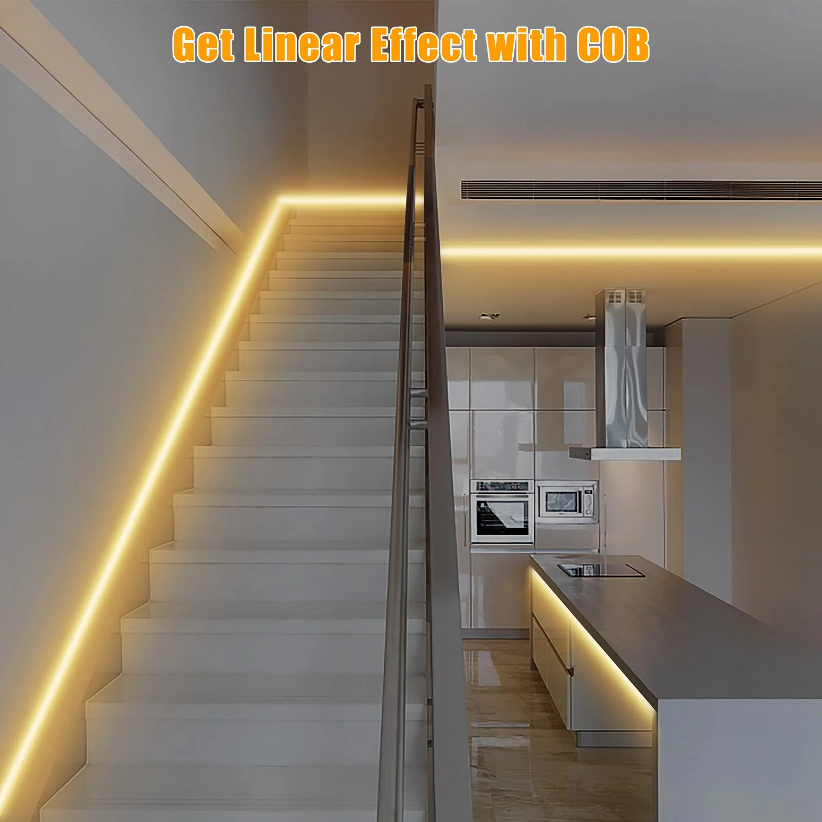 Tatazone 16.4ft Tunable White Smart COB Led Strip Light Kit, CCT 2700K-6500K Bright COB Led Tape Light Compatible with Alexa and Google, Dimmable Indoor COB Led Ribbon for Kitchen Cabinet, Room, TV - Image 7