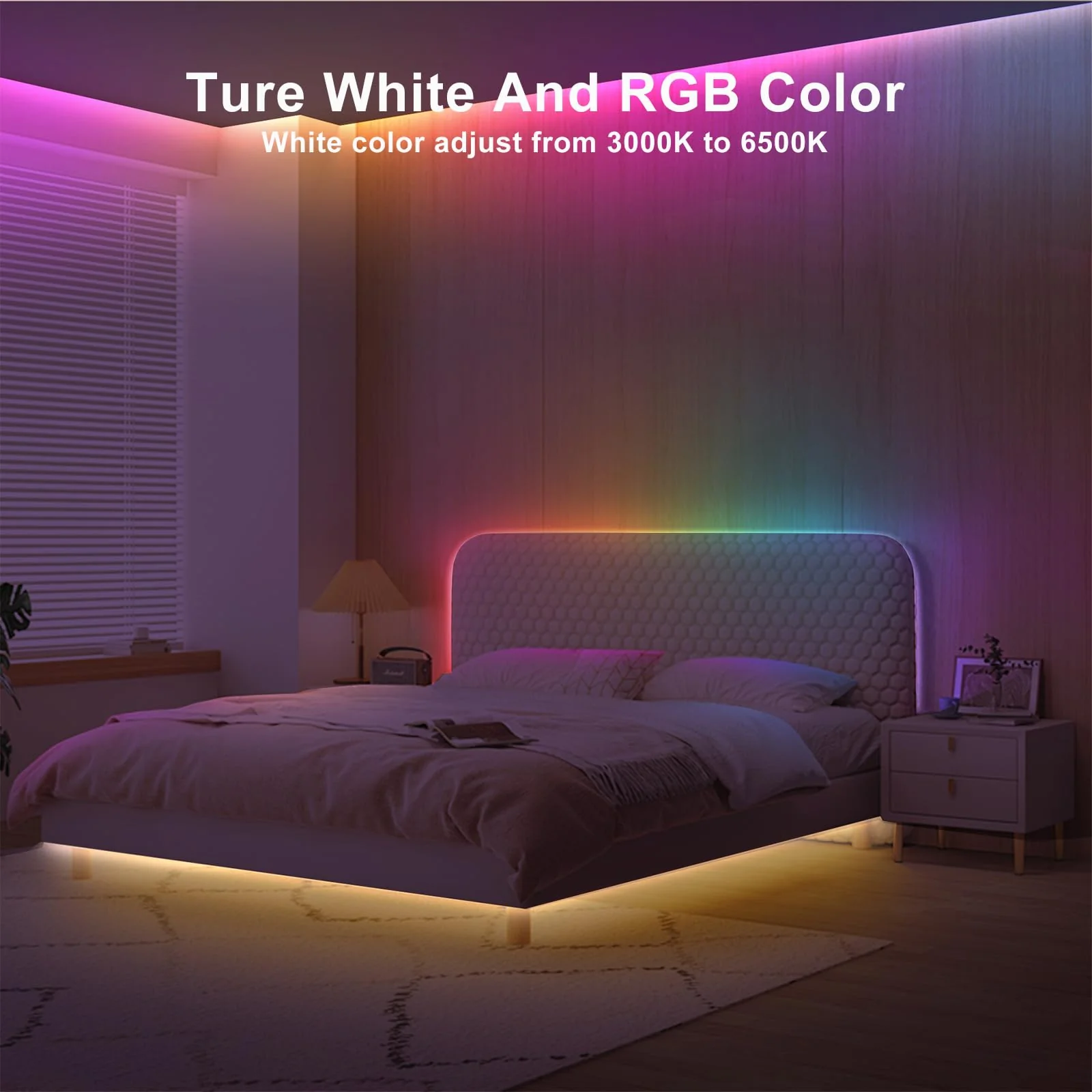 Tatazone 32.8ft RGBWW+IC WiFi Smart Flowing Led Strip Light, RGB Chasing Effect+Tunable White 3000K-6500K Led Lights Compatible with Alexa and Google, Color Changing, Music Sync for Bedroom - Image 3