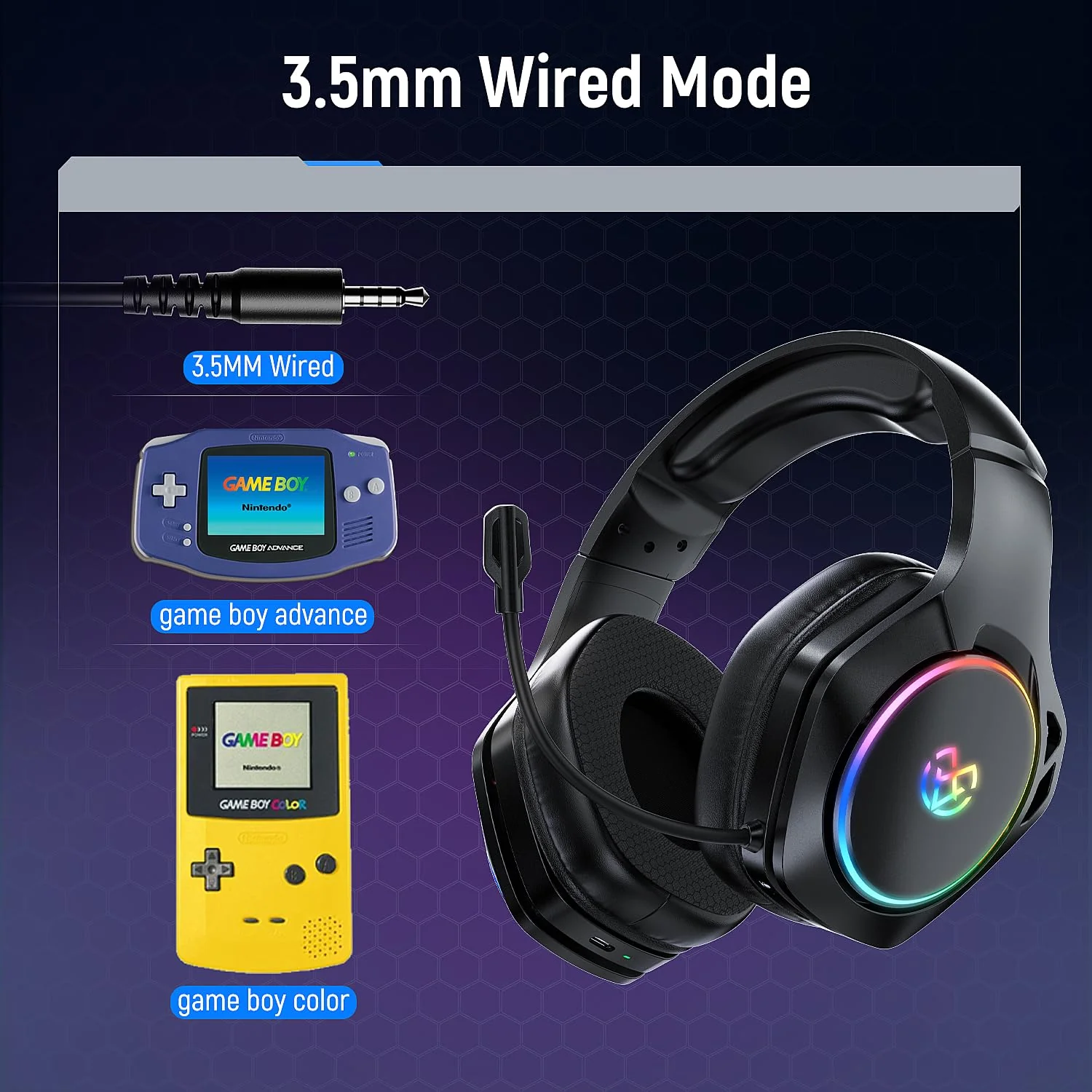 Tatybo Wireless Gaming Headset for Ps5 Ps4 PC, 2.4GHz USB & Type-C Gaming Headphones, 40Hrs & 7.1 Surround Sound Bluetooth Headphones with Noise Canceling Mic, Wireless Headset for Switch Phone Black - Image 8