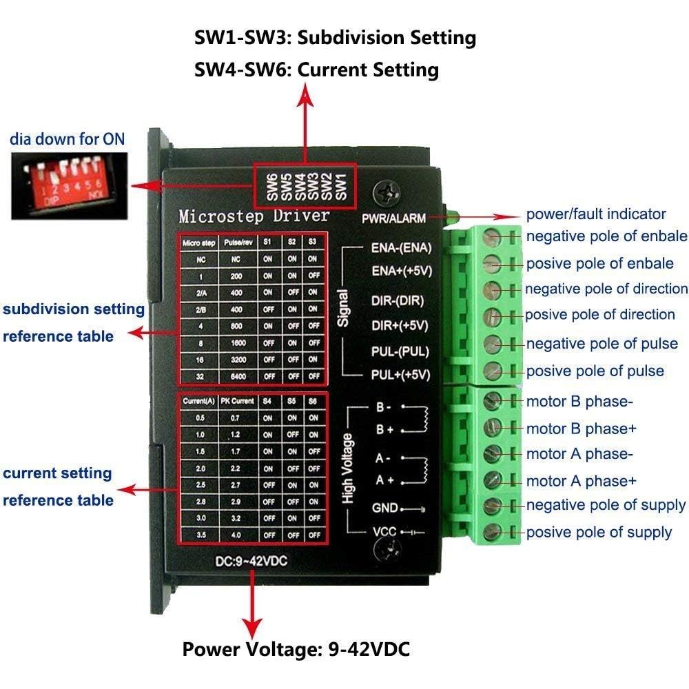 TB6600 4A 9-42V Stepper Motor Driver Controller TB6600 32 Segments 2/4 Phase Hybrid Stepper Motor Driver Board for Nema 17 23 34 Step Driver 1 piece - Image 3