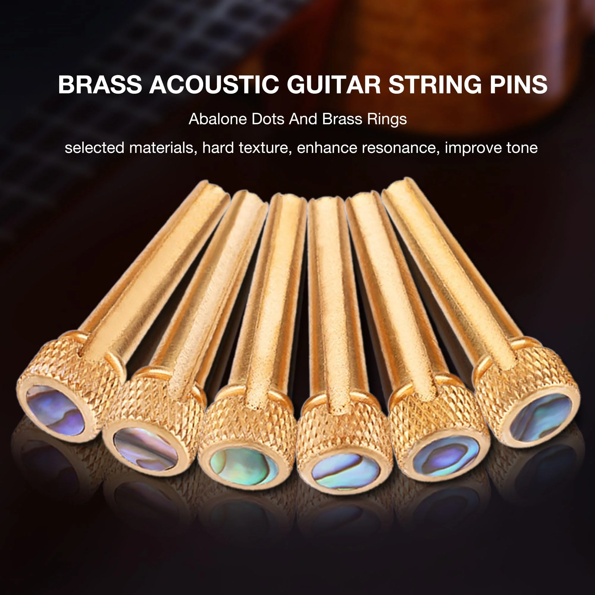 Tbest 6Pcs Guitar Bridge Pins,Brass Bridge Pins for Acoustic Guitar Bridge Pins- Endpin Inlaid Abalone Dot Acoustic Guitar Replacement Parts(Rose Gold) - Image 4