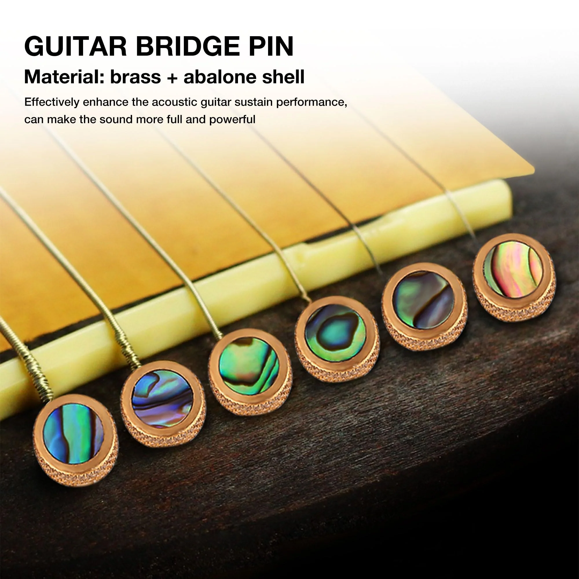 Tbest 6Pcs Guitar Bridge Pins,Brass Bridge Pins for Acoustic Guitar Bridge Pins- Endpin Inlaid Abalone Dot Acoustic Guitar Replacement Parts(Rose Gold) - Image 5