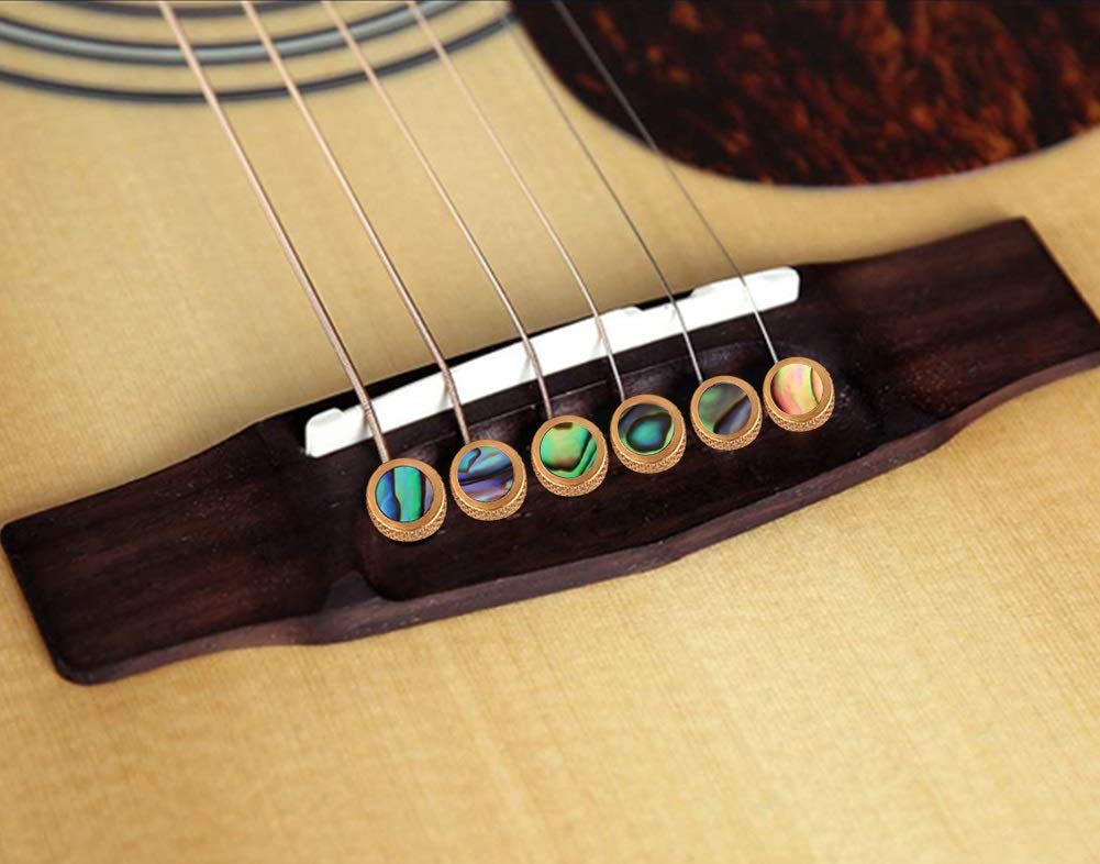 Tbest 6Pcs Guitar Bridge Pins,Brass Bridge Pins for Acoustic Guitar Bridge Pins- Endpin Inlaid Abalone Dot Acoustic Guitar Replacement Parts(Rose Gold) - Image 8