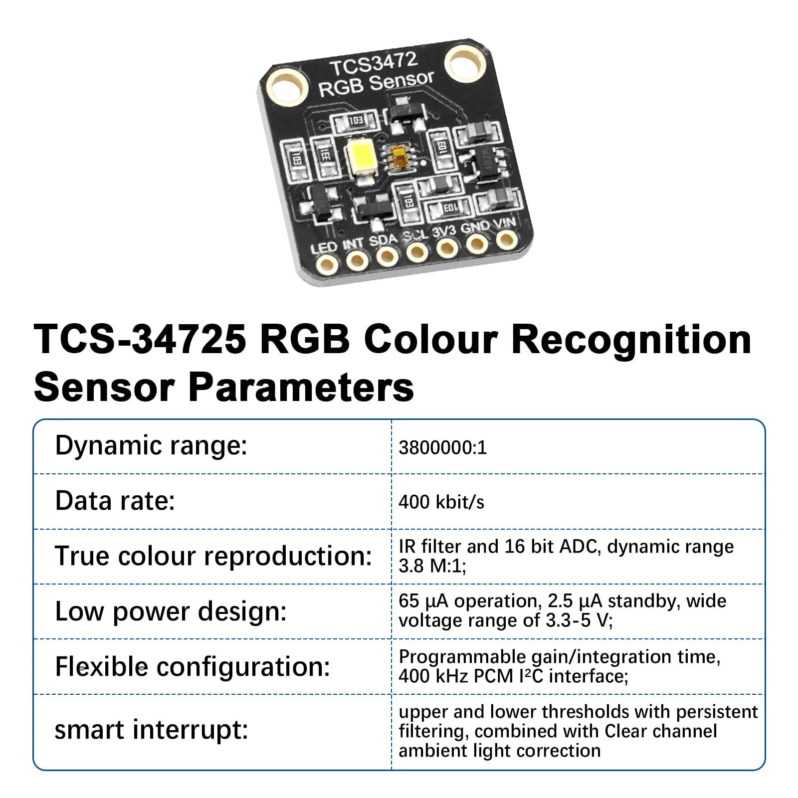 TCS-34725 RGB Light Colour Module AYWHP 2 Pieces RGB Light Colour Sensor Colour Detection Sensor Colour Meter Photoelectric Sensor Compatible with Arduino - Image 5
