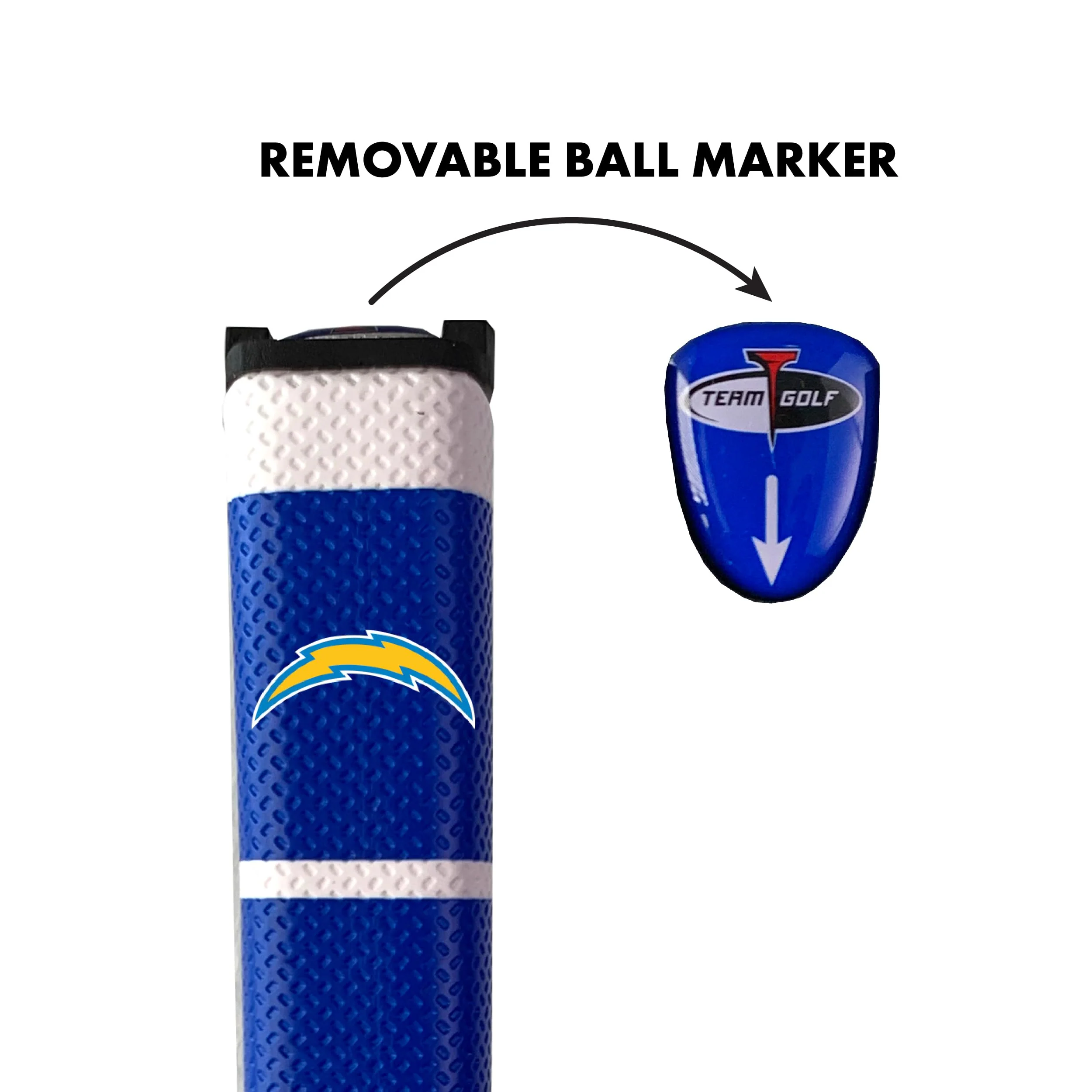 Team Golf NFL San Diego Chargers Golf Putter Grip Golf Putter Grip with Removable Gel Top Ball Marker, Durable Wide Grip & Easy to Control - Image 2
