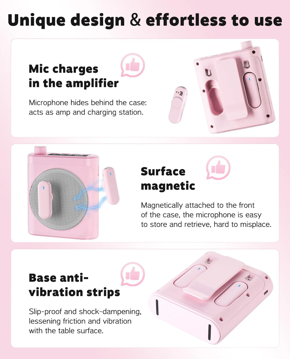 Tearstone Voice Amplifier for Teachers with Wireless Magnetic Lavalier Microphone, Bluetooth Portable Rechargeable Speaker, 2 Mics for Classroom, Meetings, Speeches, Outdoor (Pink) Pink - Image 6