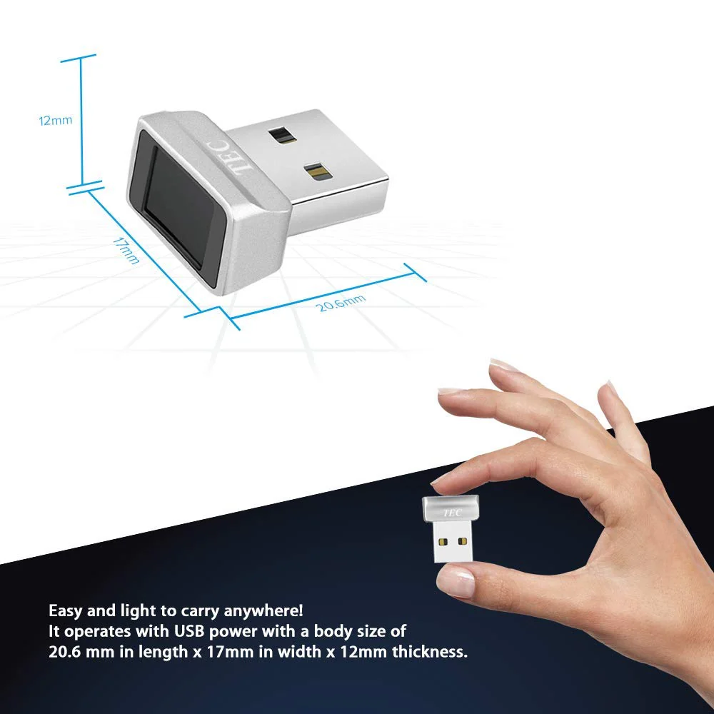 TEC Mini USB Fingerprint Reader for Windows 11/10 Hello, TEC TE-FPA2 Bio-Metric Fingerprint Scanner PC Dongle for Password-Free and File Encryption, 360° Touch Speedy Matching Security Key - Image 5