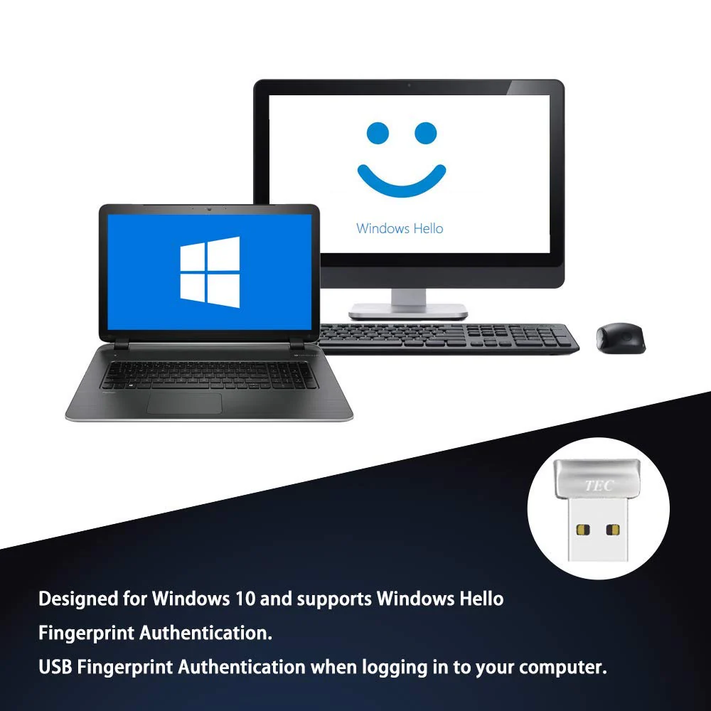 TEC Mini USB Fingerprint Reader for Windows 11/10 Hello, TEC TE-FPA2 Bio-Metric Fingerprint Scanner PC Dongle for Password-Free and File Encryption, 360° Touch Speedy Matching Security Key - Image 6
