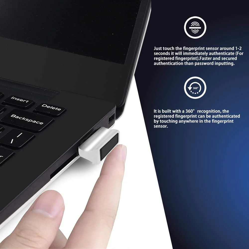 TEC Mini USB Fingerprint Reader for Windows 11/10 Hello, TEC TE-FPA2 Bio-Metric Fingerprint Scanner PC Dongle for Password-Free and File Encryption, 360° Touch Speedy Matching Security Key - Image 7