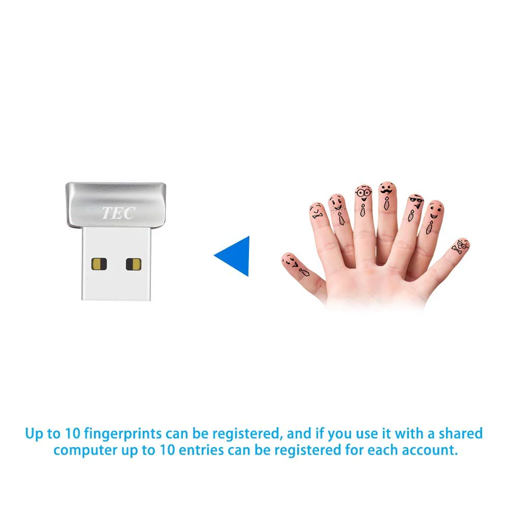 TEC Mini USB Fingerprint Reader for Windows 11/10 Hello, TEC TE-FPA2 Bio-Metric Fingerprint Scanner PC Dongle for Password-Free and File Encryption, 360° Touch Speedy Matching Security Key - Image 9