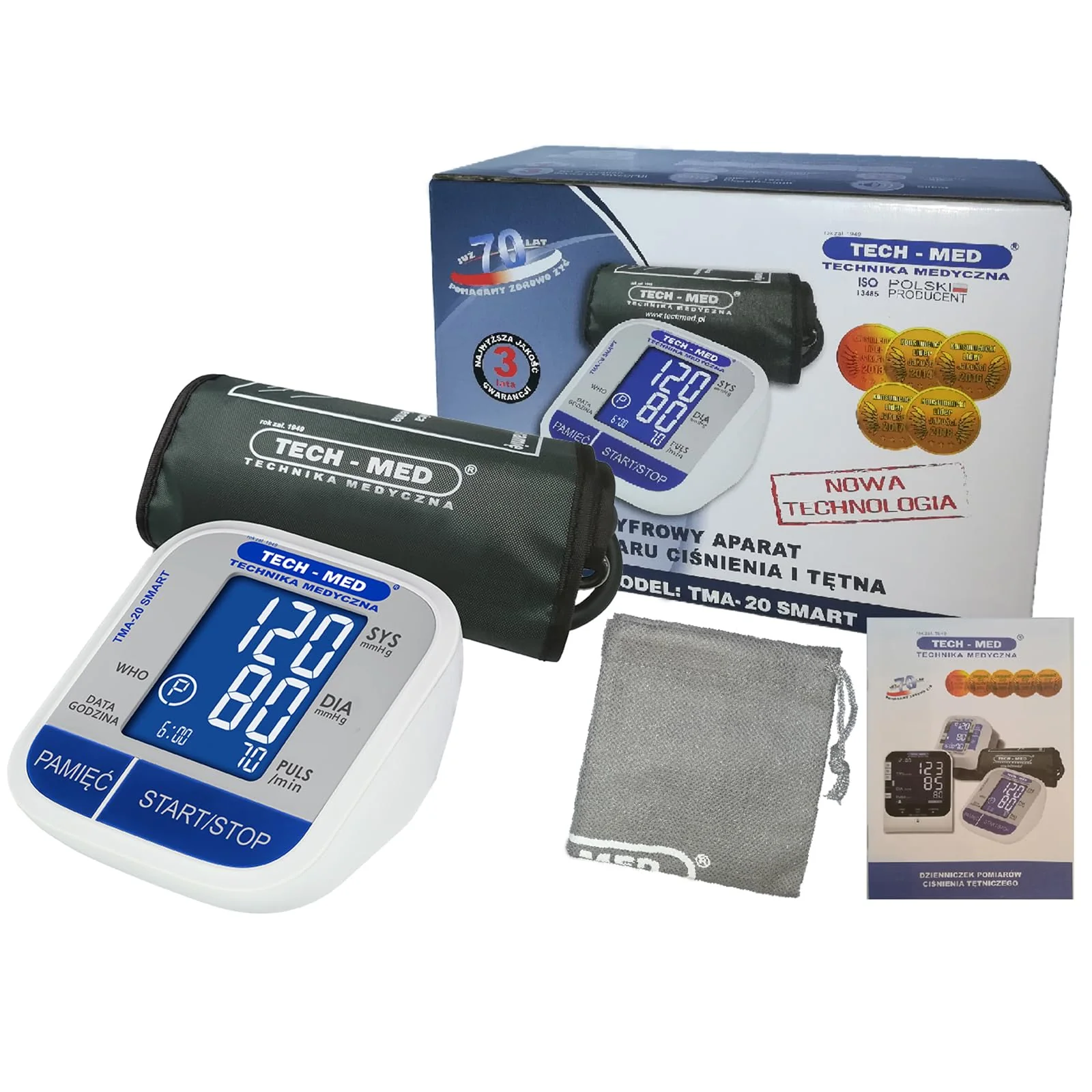 TECH-MED Digital Blood Pressure Monitor Upper Arm TMA-20 SMART, Blood Pressure, Pressure Display, Highest Accuracy, Reliability and Measuring Comfort, Universal Cuff - Image 2