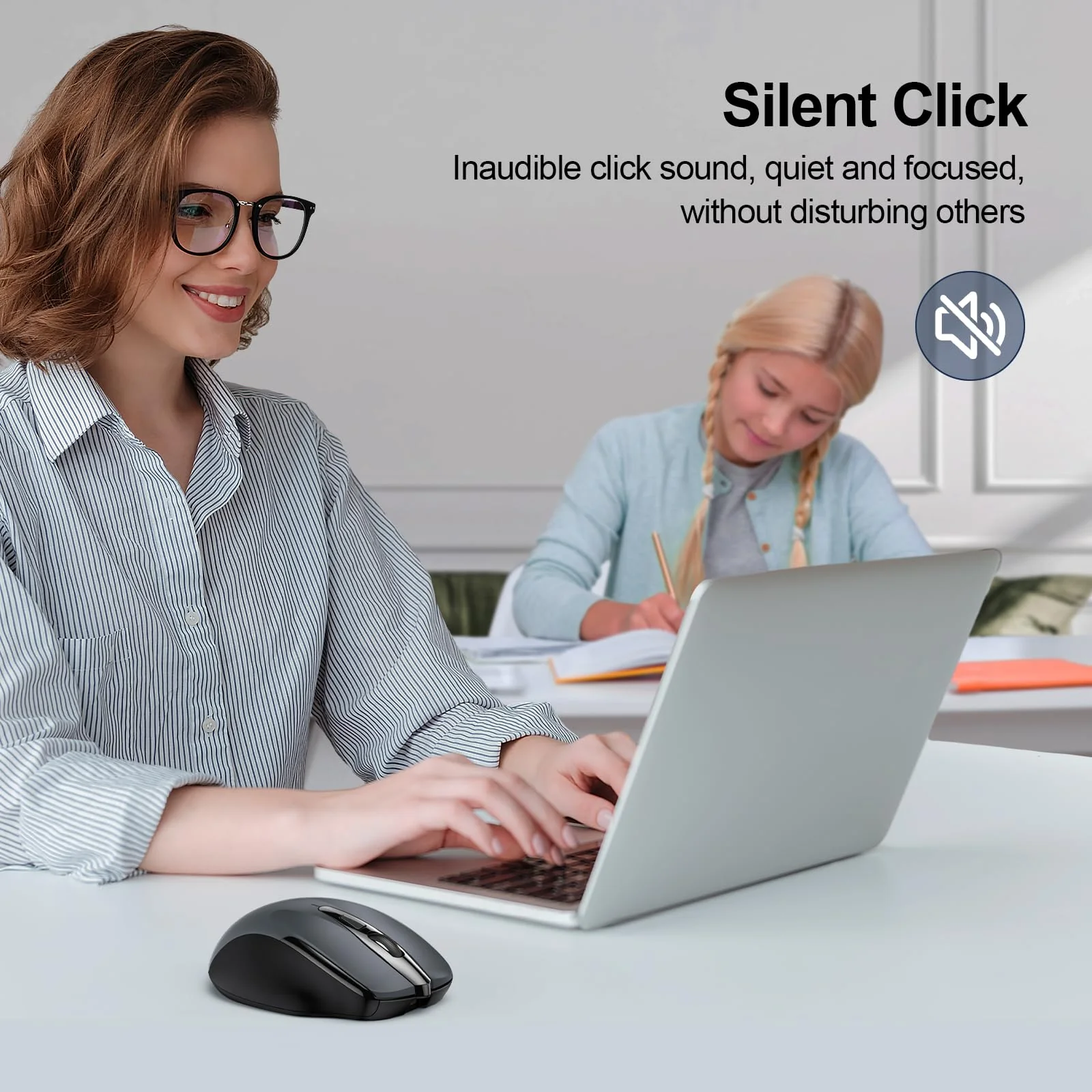 TECKNET Wireless Mouse (BT5.0/3.0 & 2.4G) Rechargeable 4800 DPI Silent Mouse 6 Buttons Bluetooth Mouse, USB A Mouse Wide Compatibility - Grey - Image 6