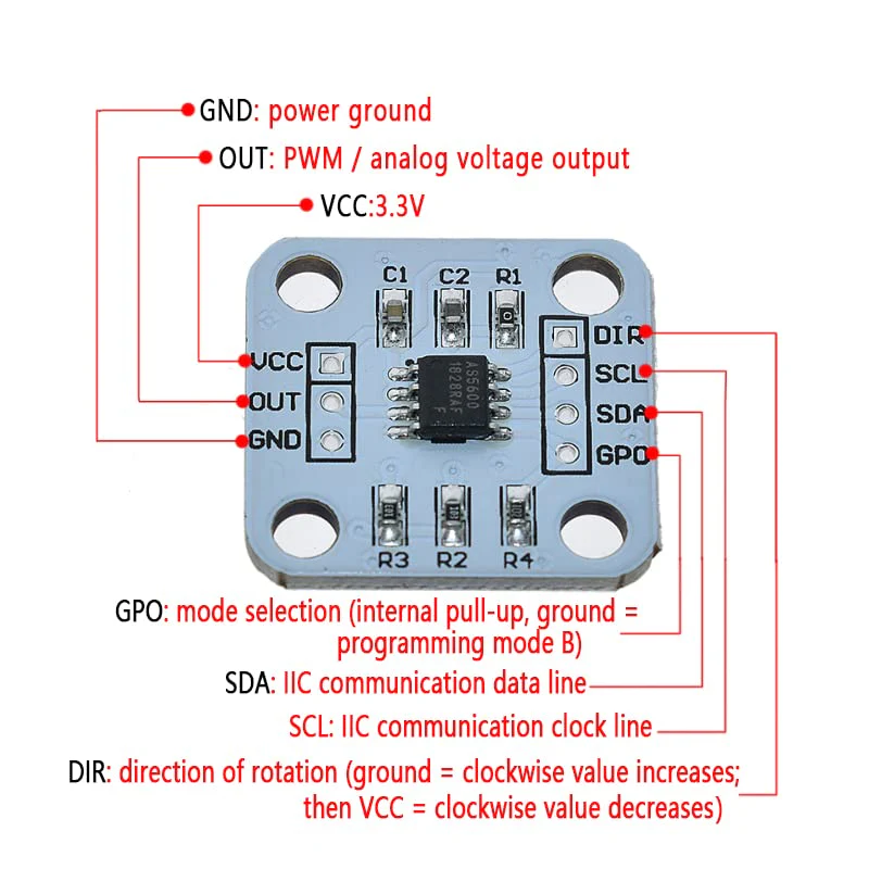TECNOIOT AS5600 Magnetic Encoder Magnetic Induction Angle Measurement Sensor Module Pack of 5 - Image 3