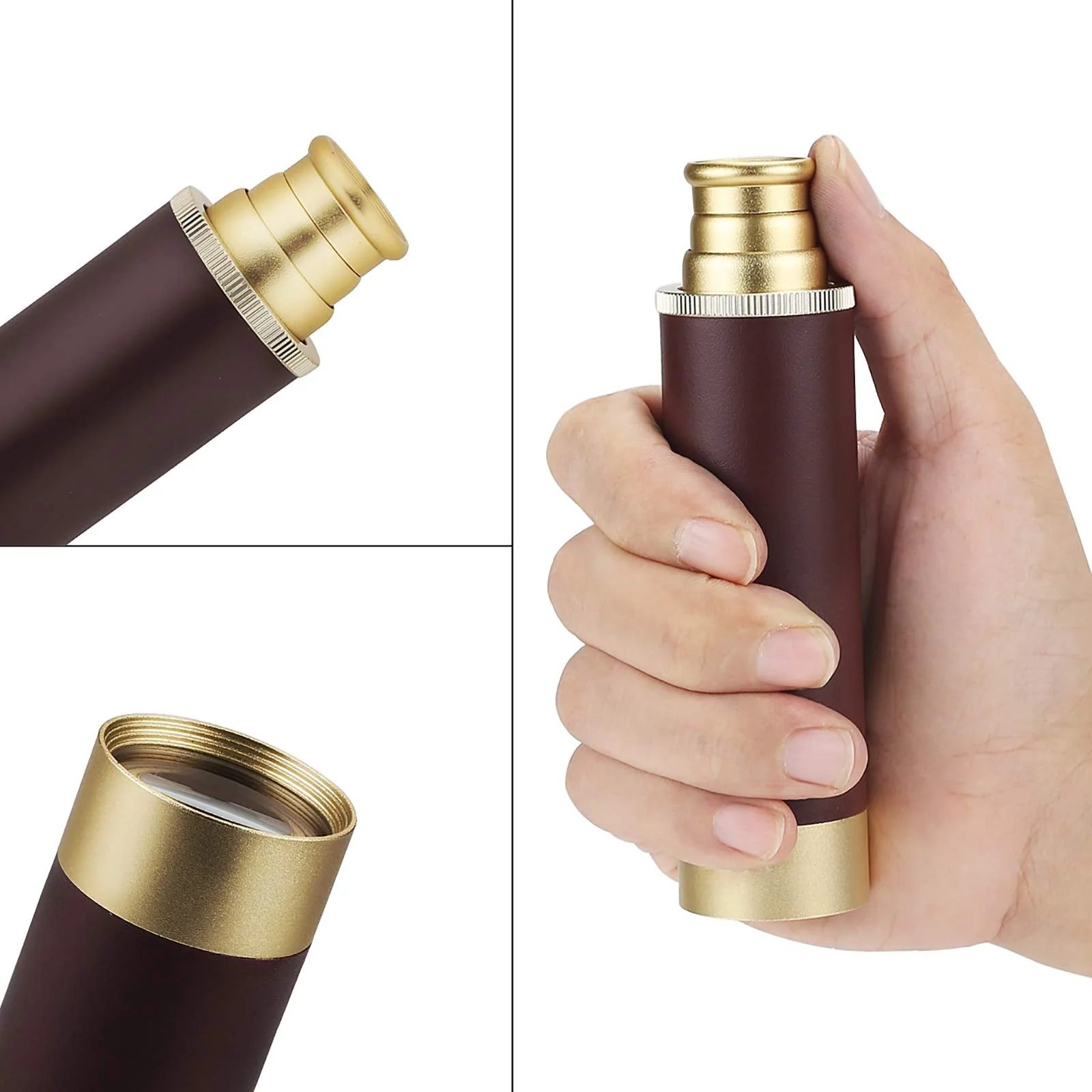Telescope Brass Spyglass Pirate Monocular, Waterproof Pocket Mini Telescope Monocular, 25x30 Zoomable Collapsible Vintage Monocular for Navigation Voyage View Watching Games Travel Hiking Hunting - Image 2