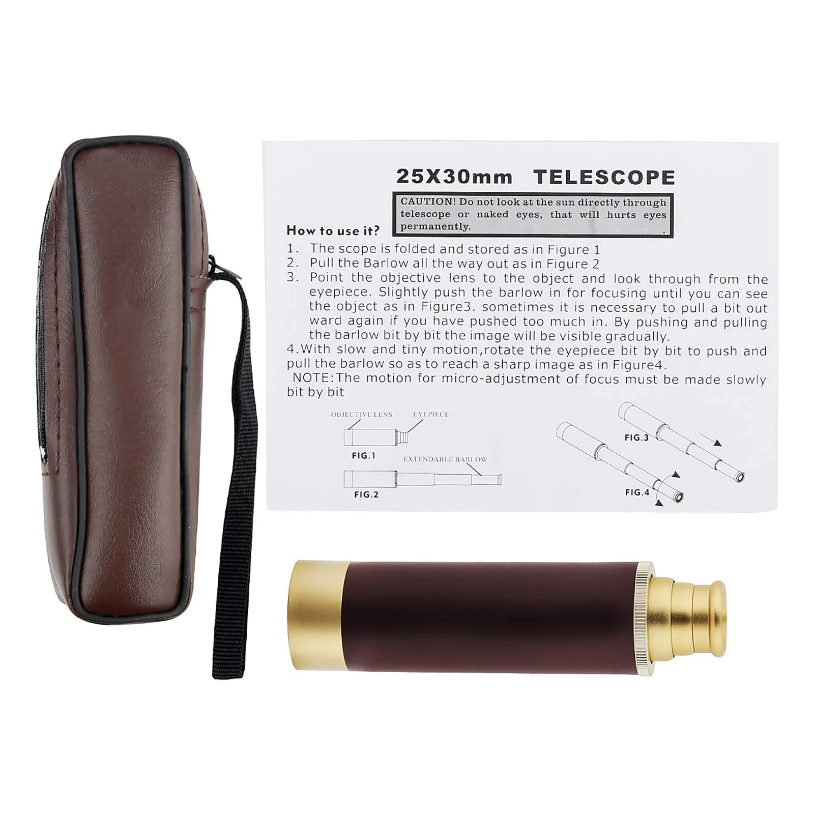 Telescope Brass Spyglass Pirate Monocular, Waterproof Pocket Mini Telescope Monocular, 25x30 Zoomable Collapsible Vintage Monocular for Navigation Voyage View Watching Games Travel Hiking Hunting - Image 7