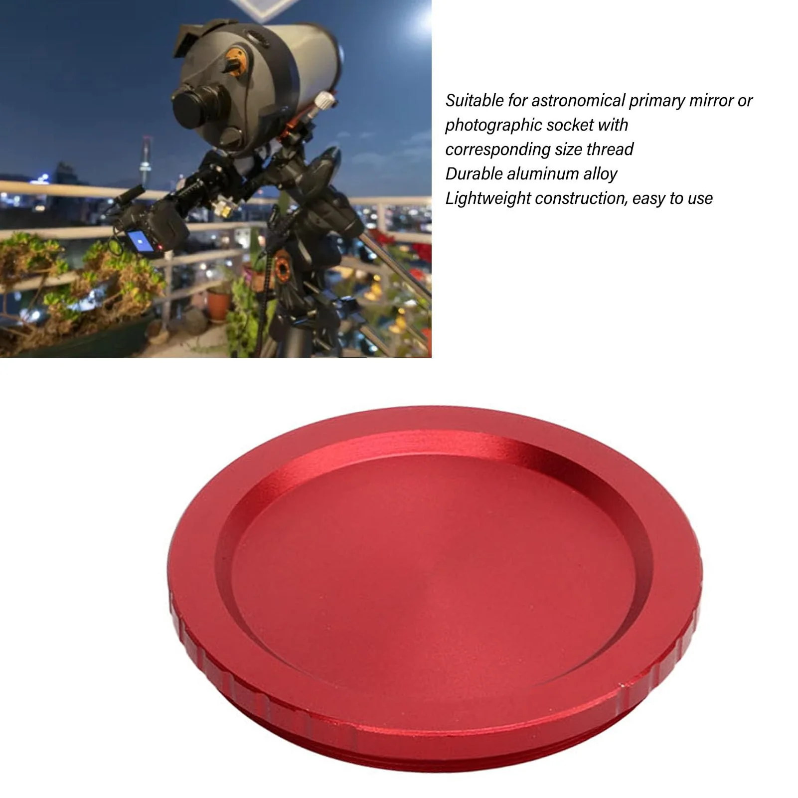 Telescope Lens Dust , Aluminum Alloy Lens Cover, Portable Magnifying Mirror Dust Protective Lens for Photographic Socket (M54*0.75) M54*0.75 - Image 2