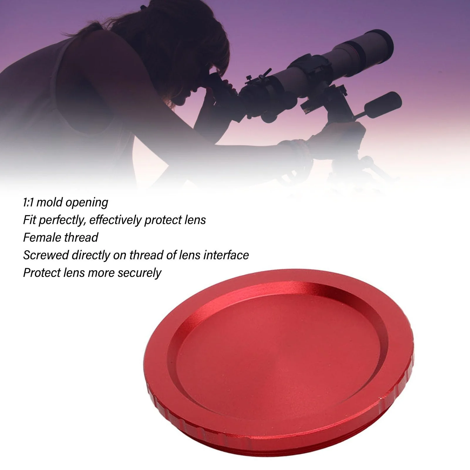 Telescope Lens Dust , Aluminum Alloy Lens Cover, Portable Magnifying Mirror Dust Protective Lens for Photographic Socket (M54*0.75) M54*0.75 - Image 3