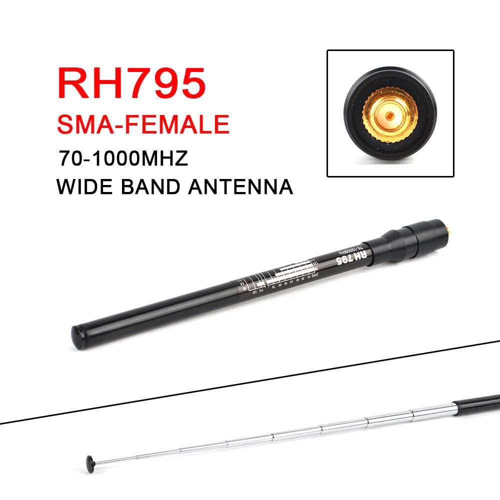 Telescopic 70-1000MHz SMA-F Wideband Broadband Antenna for Handheld Ham Radio Two-Way Radios - Image 2