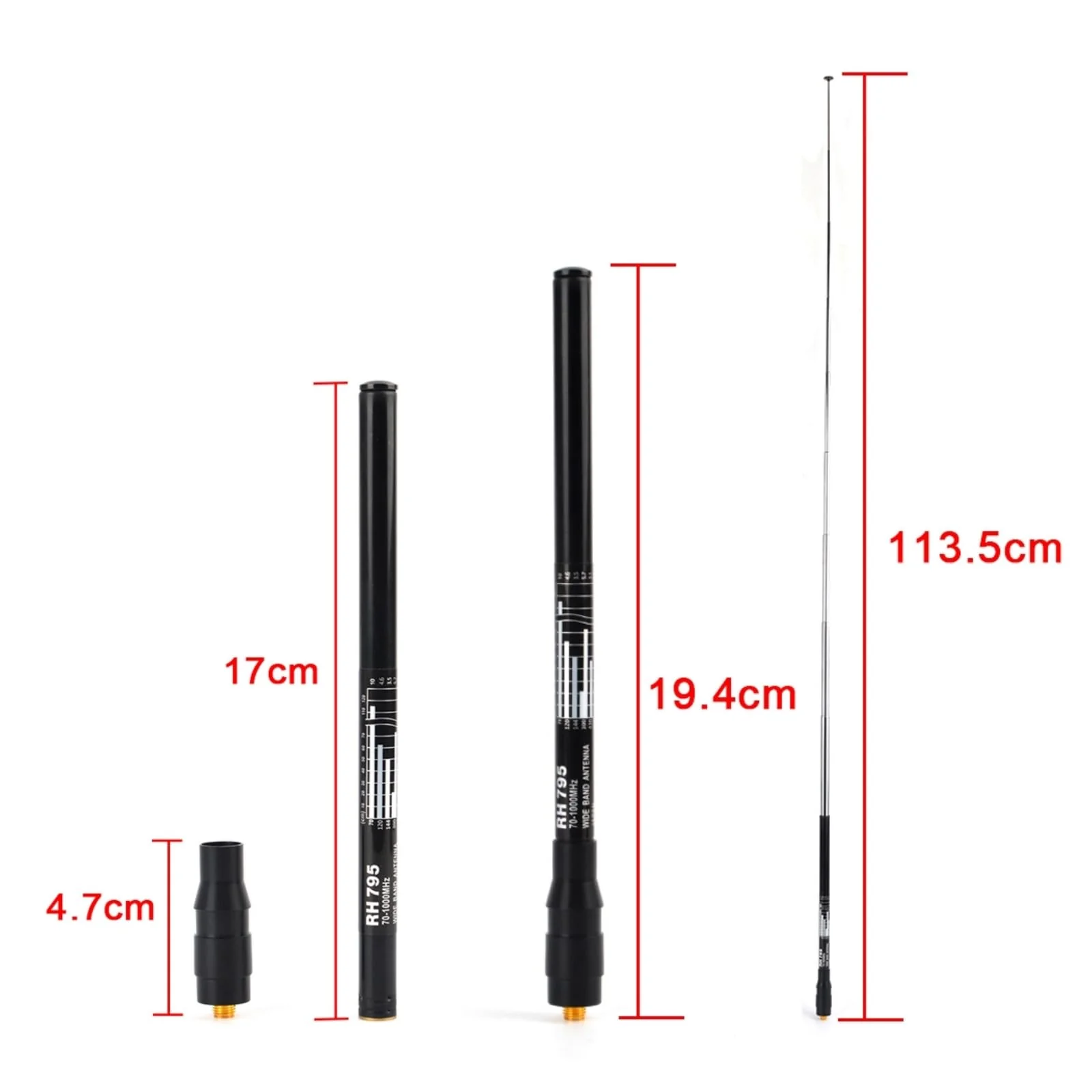 Telescopic 70-1000MHz SMA-F Wideband Broadband Antenna for Handheld Ham Radio Two-Way Radios - Image 3