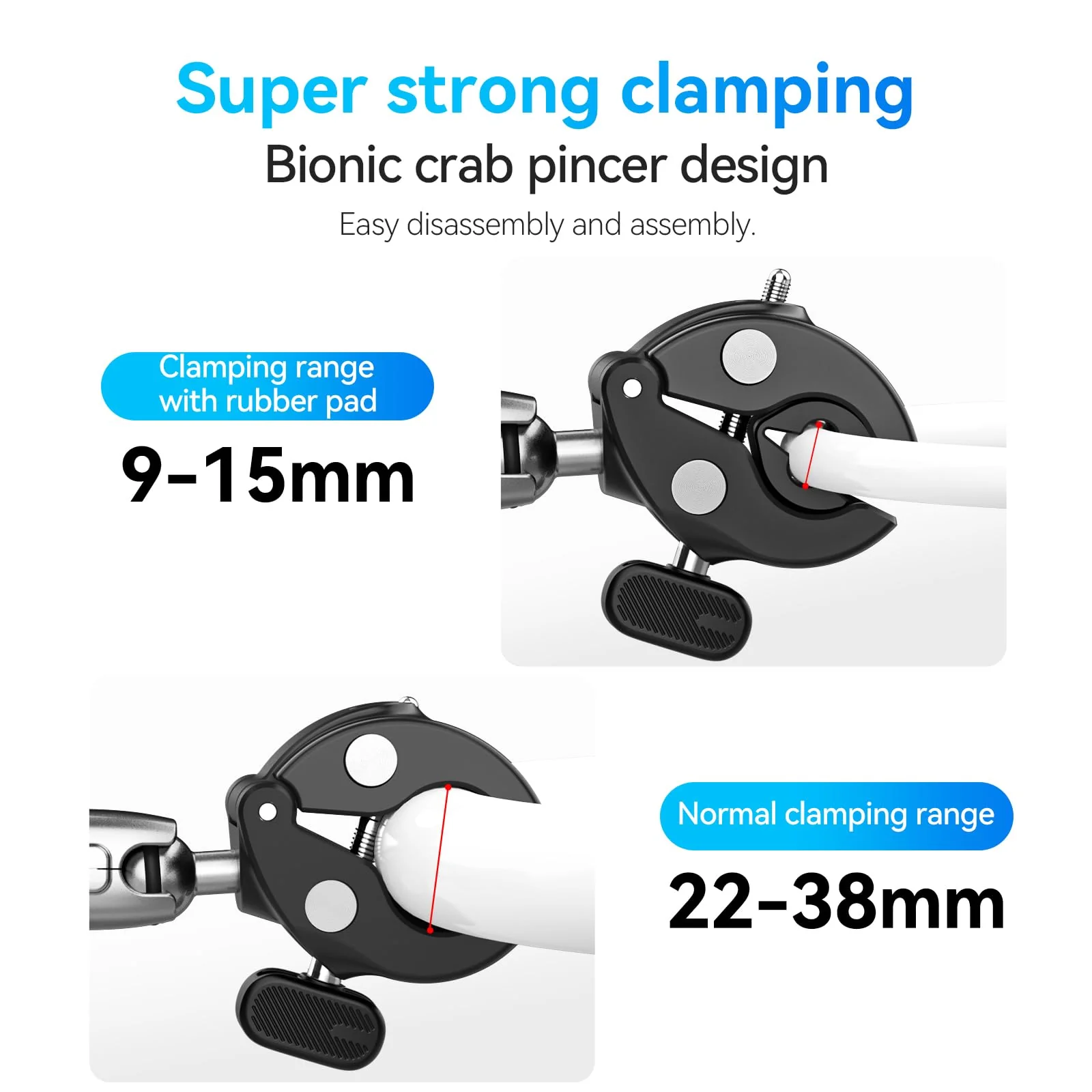 TELESIN 360 Dual Ball Clamp Mount, Bike Bicycle Motorcycle Handlebar Stick Pole Mount Holder Accessories for DJI Osmo Action 6 /Osmo Nano/Osmo 360 /Osmo Action 5 Pro, Hero 13 12 11 10 9, Insta 360 X5 Metal Dual Ball - Image 5