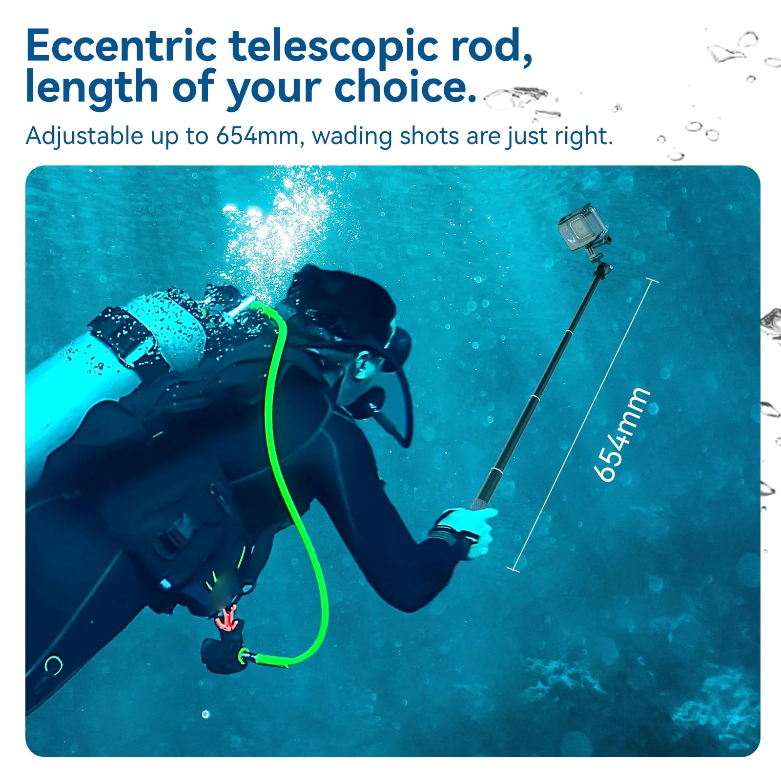 TELESIN 360° Waterproof Selfie Stick 25.75" w Hand Strap Underwater Dive Diving Extension Stick Pole Monopod for GoPro Max 12 11 10 9 8 7 Insta360 X3 GO3 Ace Pro DJI Action 5 Pro 4/3 Osmo Pocket 3 - Image 4