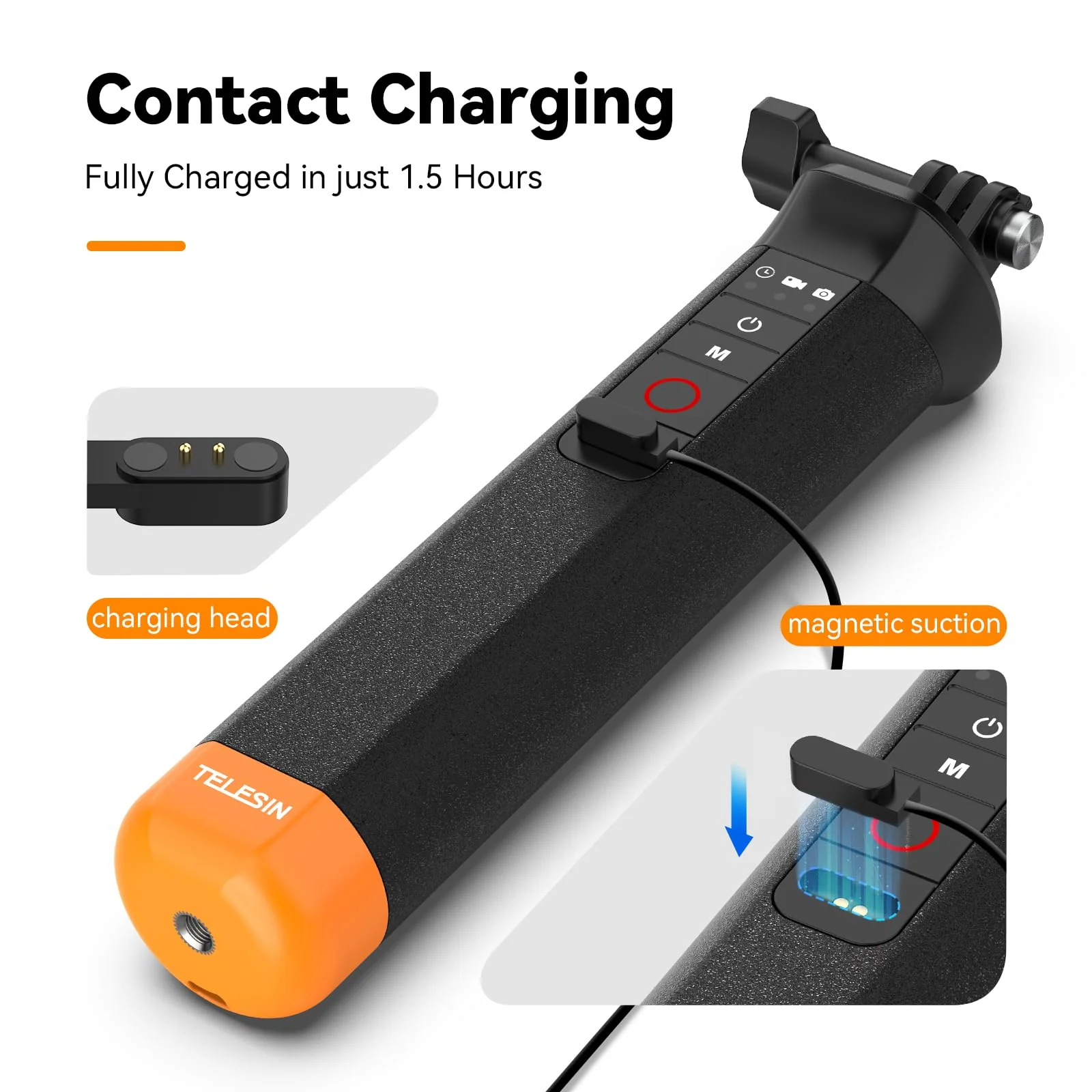 TELESIN°Floating Selfie Stick Hand Grip Waterproof Handle with Bluetooth Remote for GoPro Hero 13 12 11 10 9 8 Handle Mount Accessories for Action Camera - Image 4