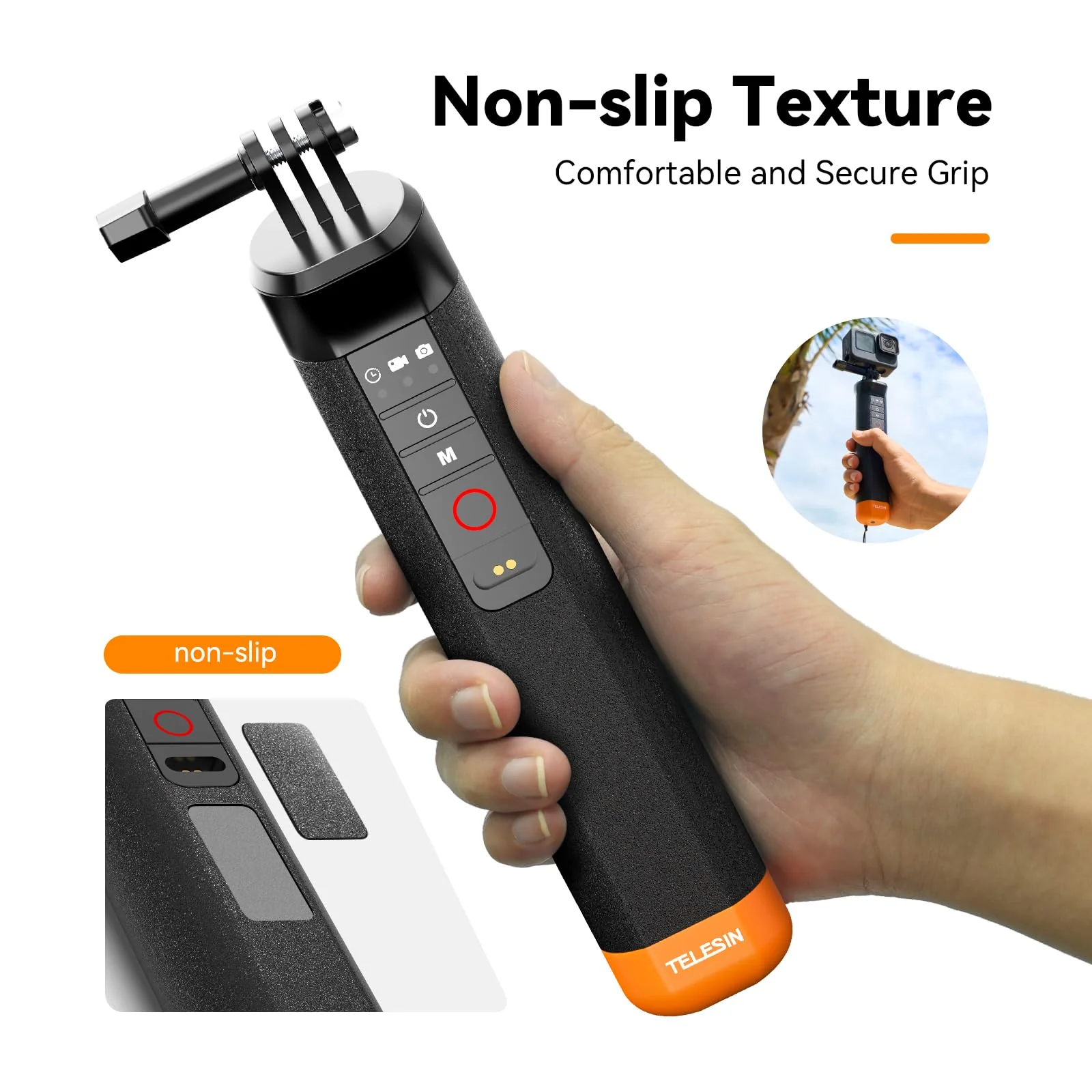 TELESIN°Floating Selfie Stick Hand Grip Waterproof Handle with Bluetooth Remote for GoPro Hero 13 12 11 10 9 8 Handle Mount Accessories for Action Camera - Image 5