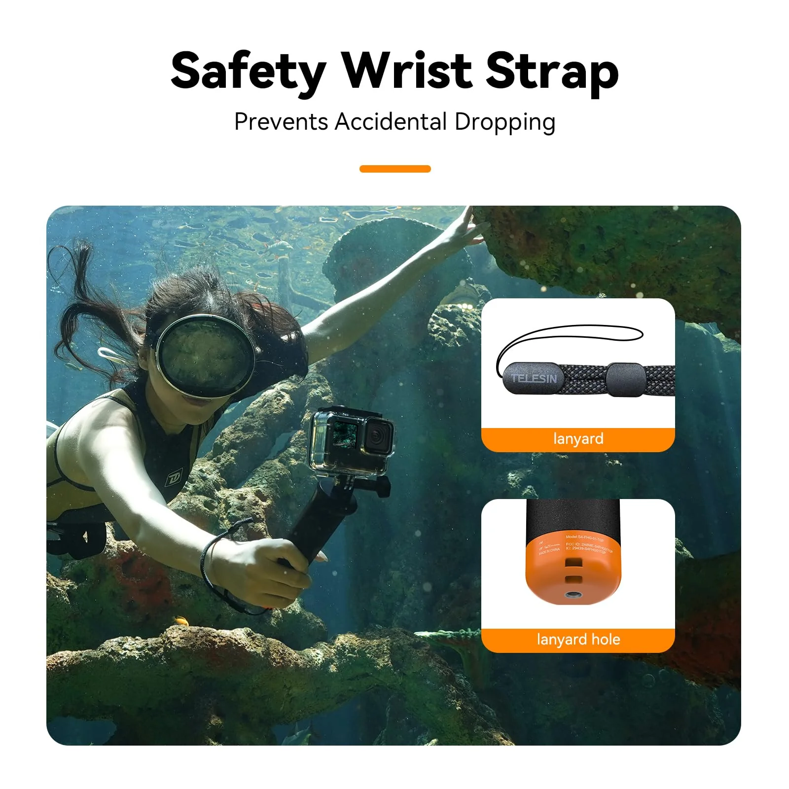 TELESIN°Floating Selfie Stick Hand Grip Waterproof Handle with Bluetooth Remote for GoPro Hero 13 12 11 10 9 8 Handle Mount Accessories for Action Camera - Image 6