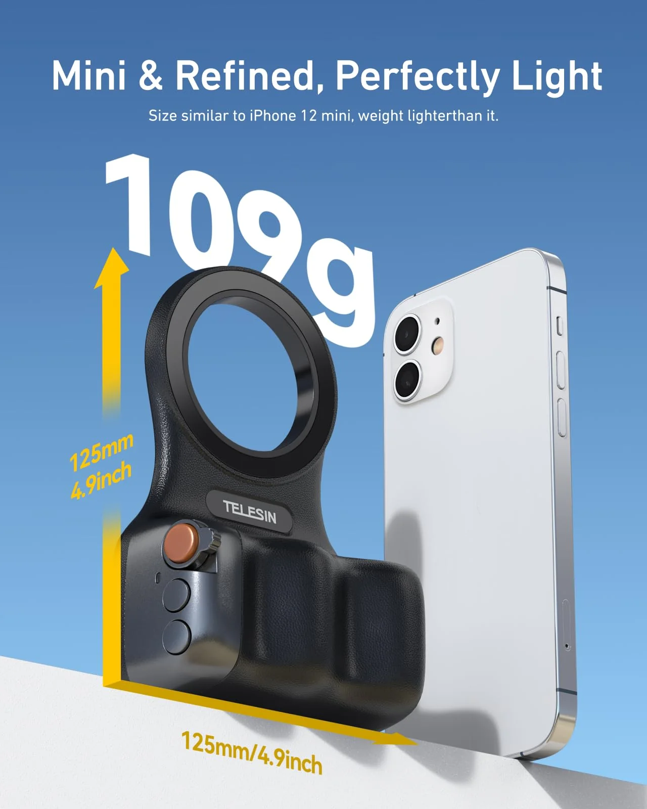 TELESIN Fun Shot Magnetic Phone Camera DSLR Style Shutter Grip for Magsafe iPhone & Android with Detachable Wireless Shutter Button - Official Grip -Comfort Ergonomic Phone Grip Handle Holder(B) Black - Image 7