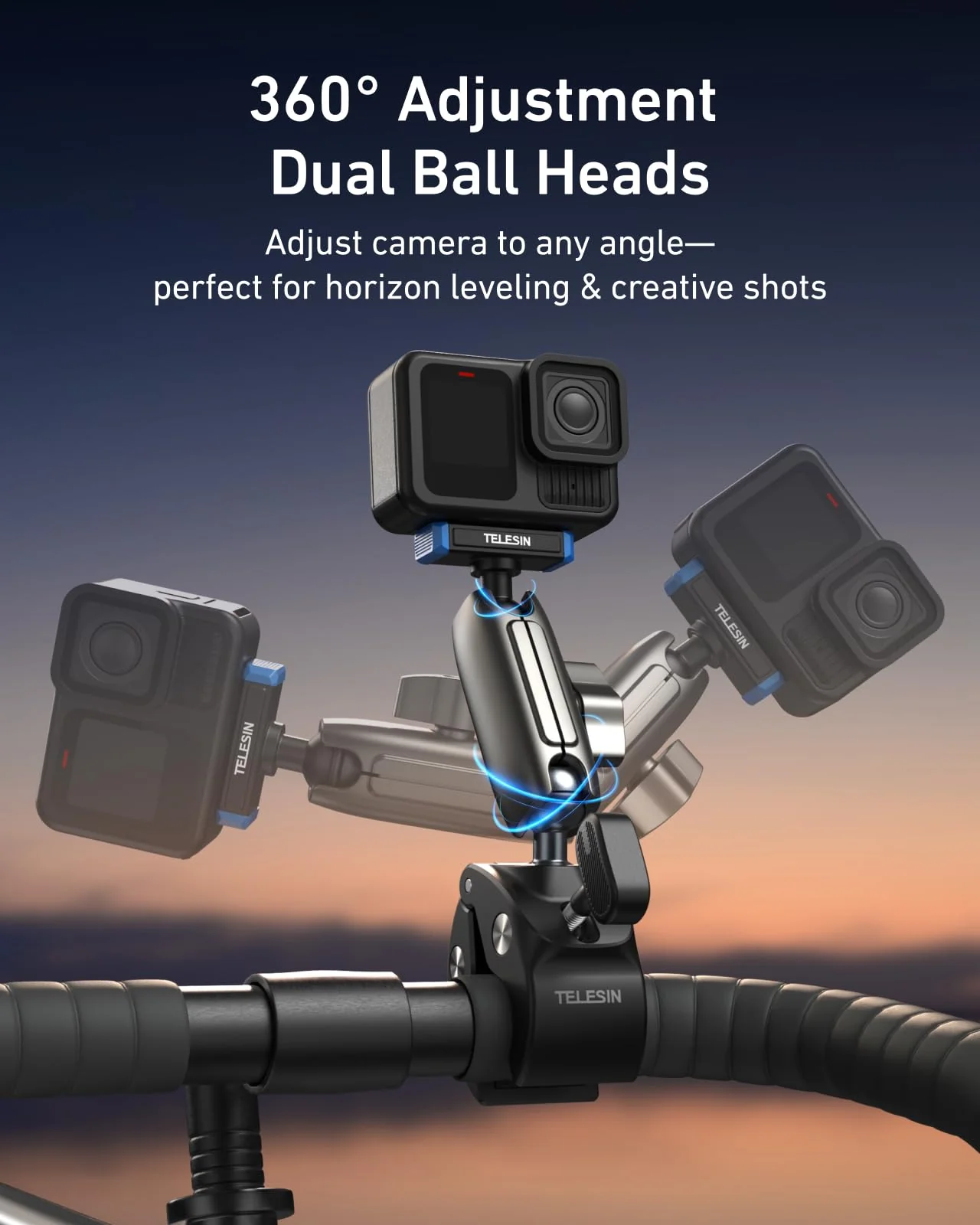 TELESIN Super Clamp Mount | Bike Handlebar Mount for Hero 13 | Power Suction Magnetic Design | 360° Rotation Ball Head | Fits 9-38mm Handlebar for Bike/Bicycle/Motorcycle - Image 4
