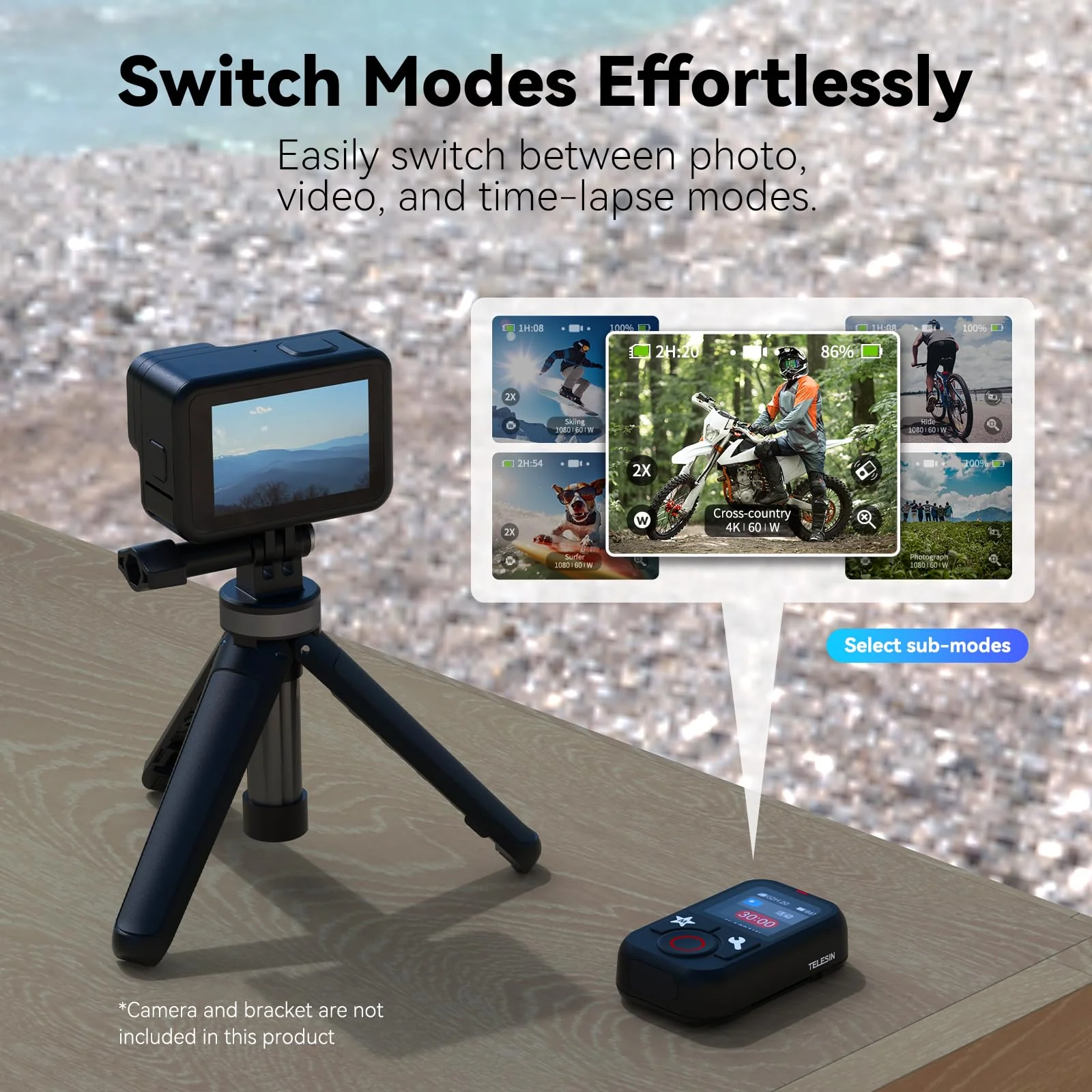 TELESIN T13 Waterproof Remote Control for GoPro | Color LCD Dispaly | Multi-Language Support, Smart Wireless Controller Compatible with Go Pro 13 12 11 10 9 8 Black Max Mini Action Camera Accessories - Image 5