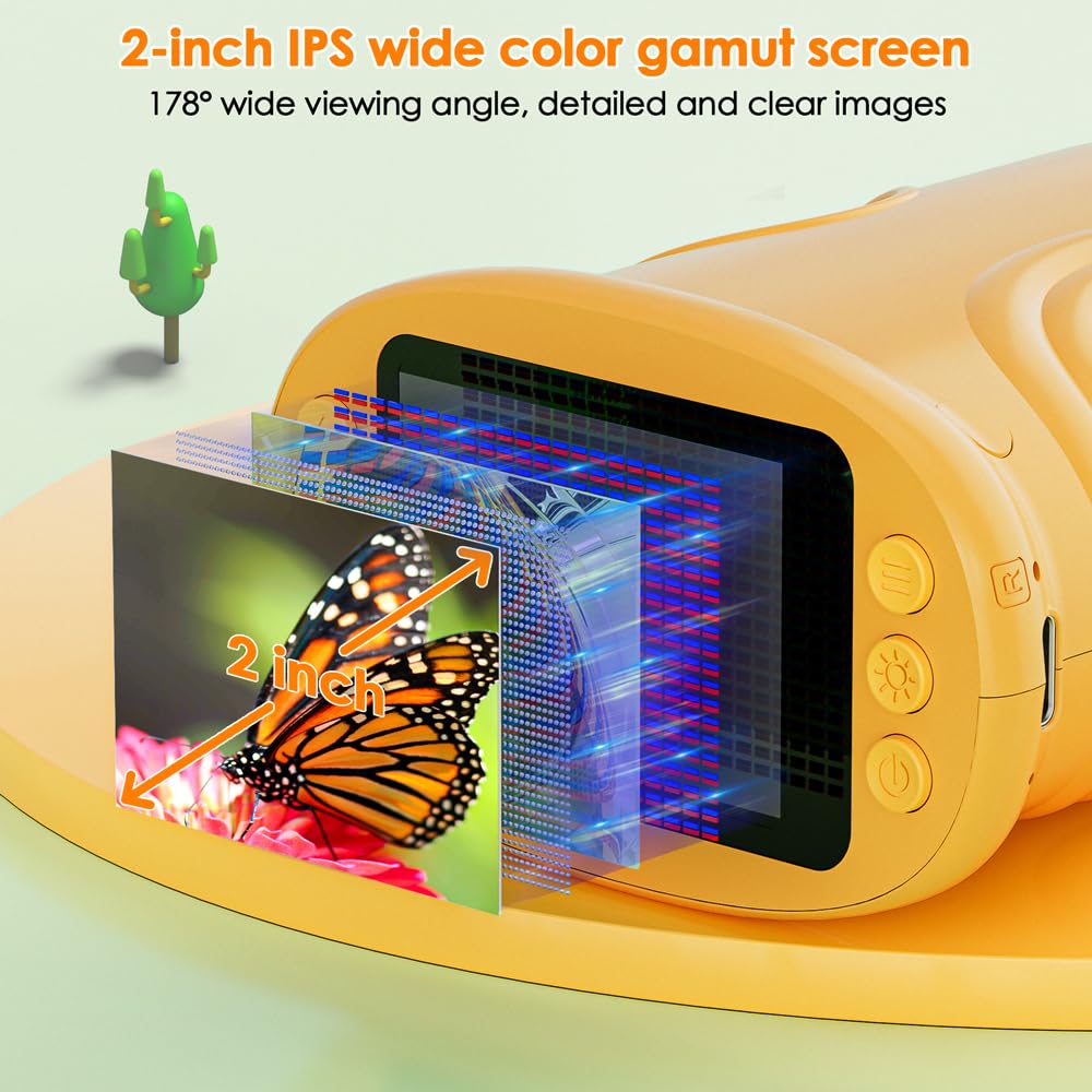 Temodu Kids Microscope 2.0" Screen 1000X Digital Microscope for Kids, Mini Pocket Handheld Microscopes for Children Birthday Festival Gift, Science Education Fun Toys for Boys Girls Ages 4-12 (Yellow) Yellow - Image 2