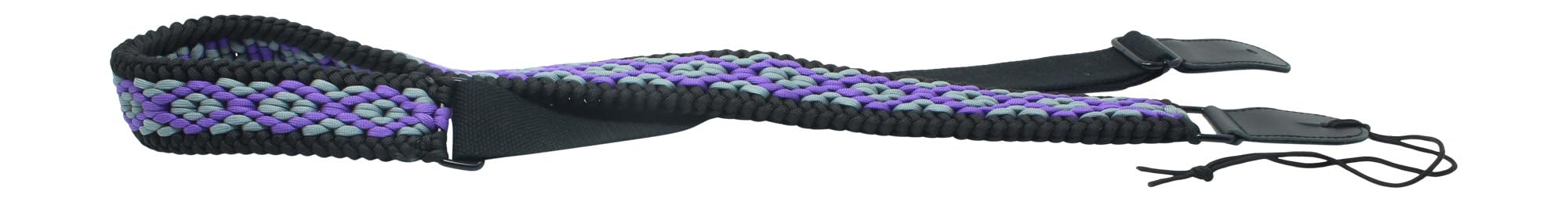 Ten Point Gear® 550 Paracord Guitar Strap - Full Grain Leather Ends for Music Playing Comfort, Stability, and Durability. Purple Rain - Image 3