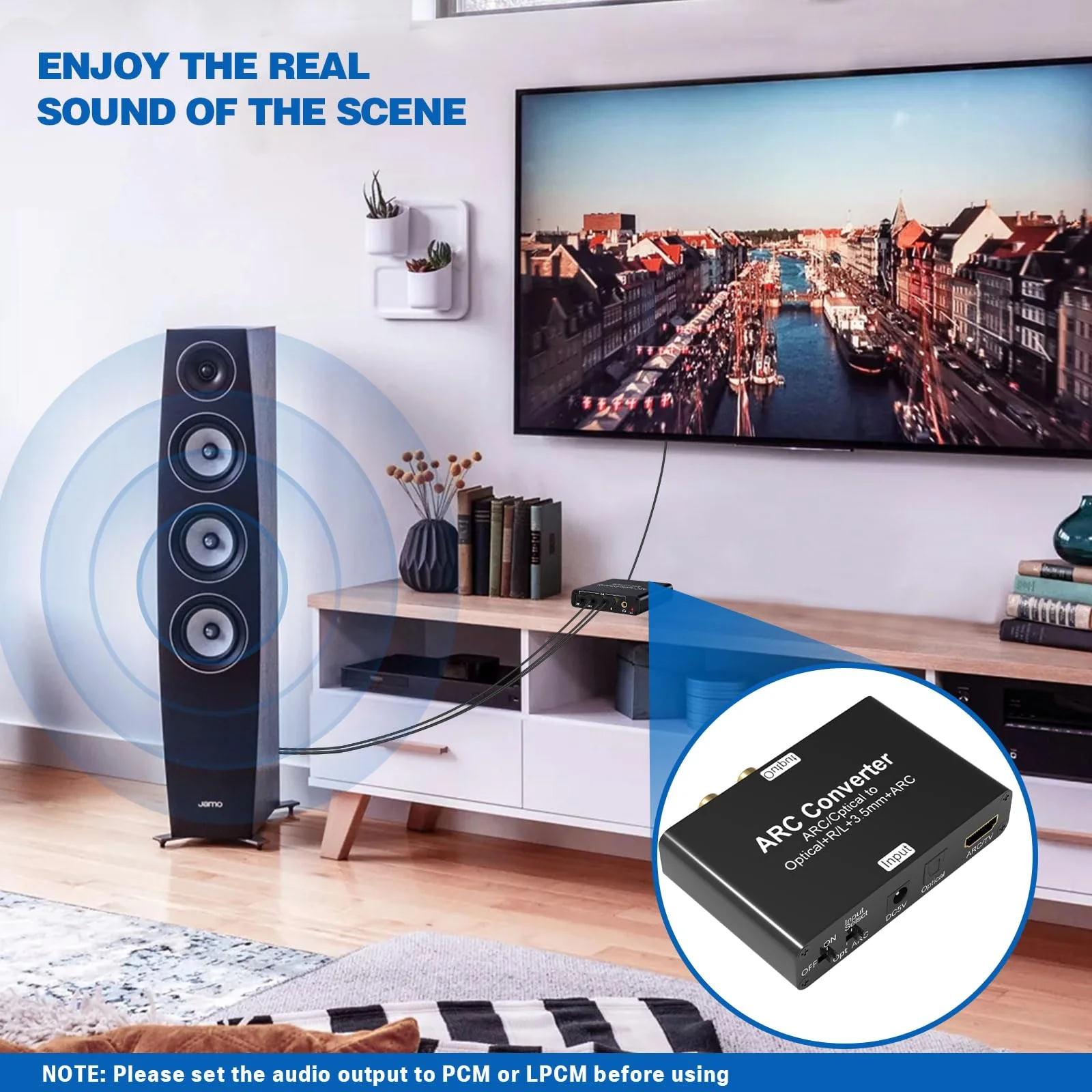 Tendak 192KHz ARC Audio Converter, HDMI ARC Audio Extractor DAC Converter, HDMI ARC SPDIF/Optical to HDMI ARC, SPDIF/Optical, L/R or 3.5 mm Jack Stereo for TV, Digital to Analog Audio Converter - Image 4