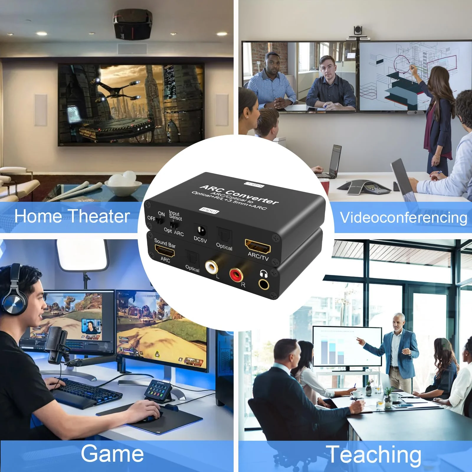 Tendak 192KHz ARC Audio Converter, HDMI ARC Audio Extractor DAC Converter, HDMI ARC SPDIF/Optical to HDMI ARC, SPDIF/Optical, L/R or 3.5 mm Jack Stereo for TV, Digital to Analog Audio Converter - Image 7