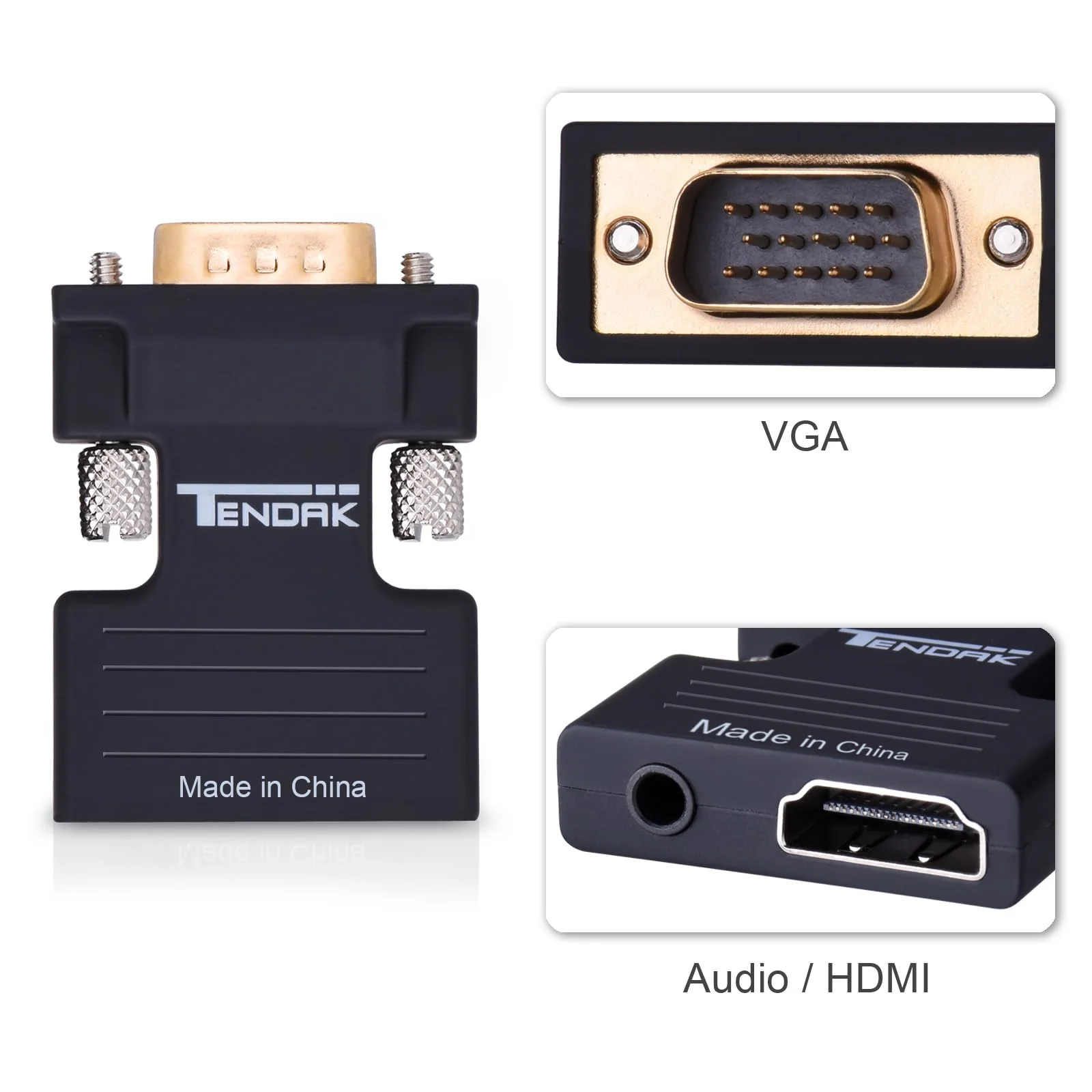 Tendak Active 1080P Female HDMI to VGA Male Converter Adapter Dongle with 3.5mm Stereo Audio portable HDMI Connector for Laptop PC PS3 Xbox STB Blu-ray DVD TV Stick - Image 6