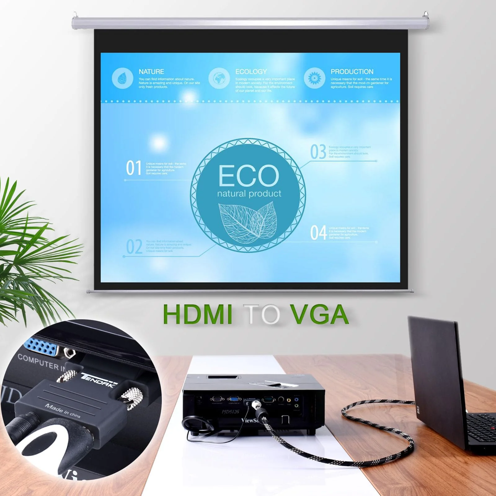Tendak Active 1080P Female HDMI to VGA Male Converter Adapter Dongle with 3.5mm Stereo Audio portable HDMI Connector for Laptop PC PS3 Xbox STB Blu-ray DVD TV Stick - Image 7