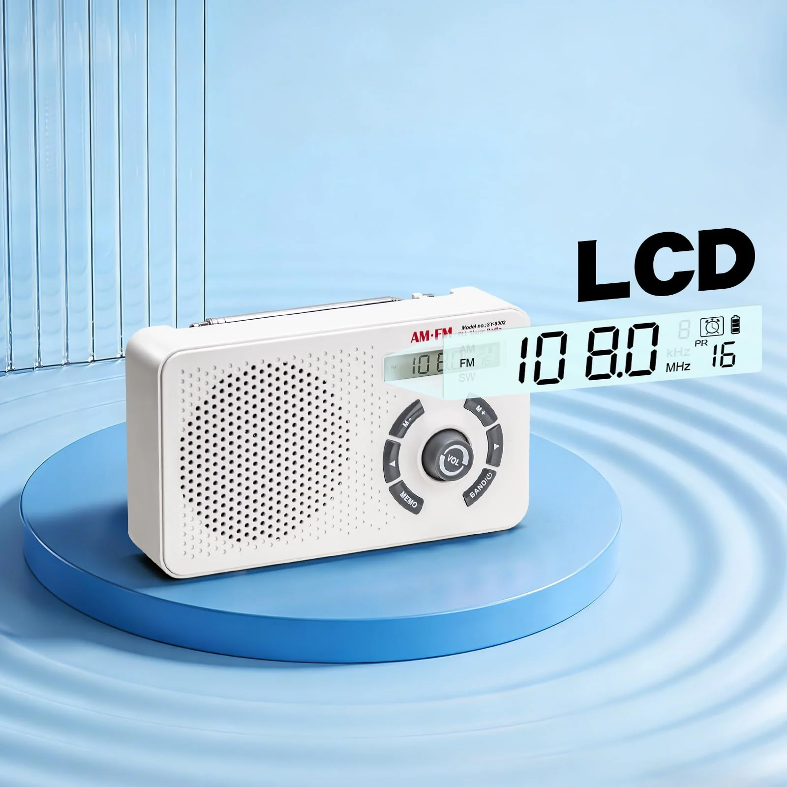 Tendak Portable Radio AM FM SW, Small Radio with Digital Tuning LCD Display, Sleep Timer and Alarm Clock, Battery Powered or Plug in Wall, Transistor Radio for Home Outdoor Seniors - Image 4