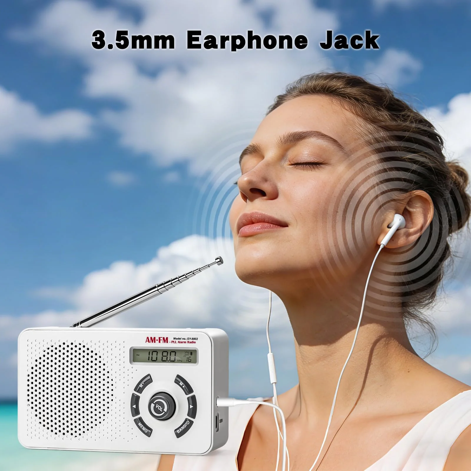 Tendak Portable Radio AM FM SW, Small Radio with Digital Tuning LCD Display, Sleep Timer and Alarm Clock, Battery Powered or Plug in Wall, Transistor Radio for Home Outdoor Seniors - Image 5
