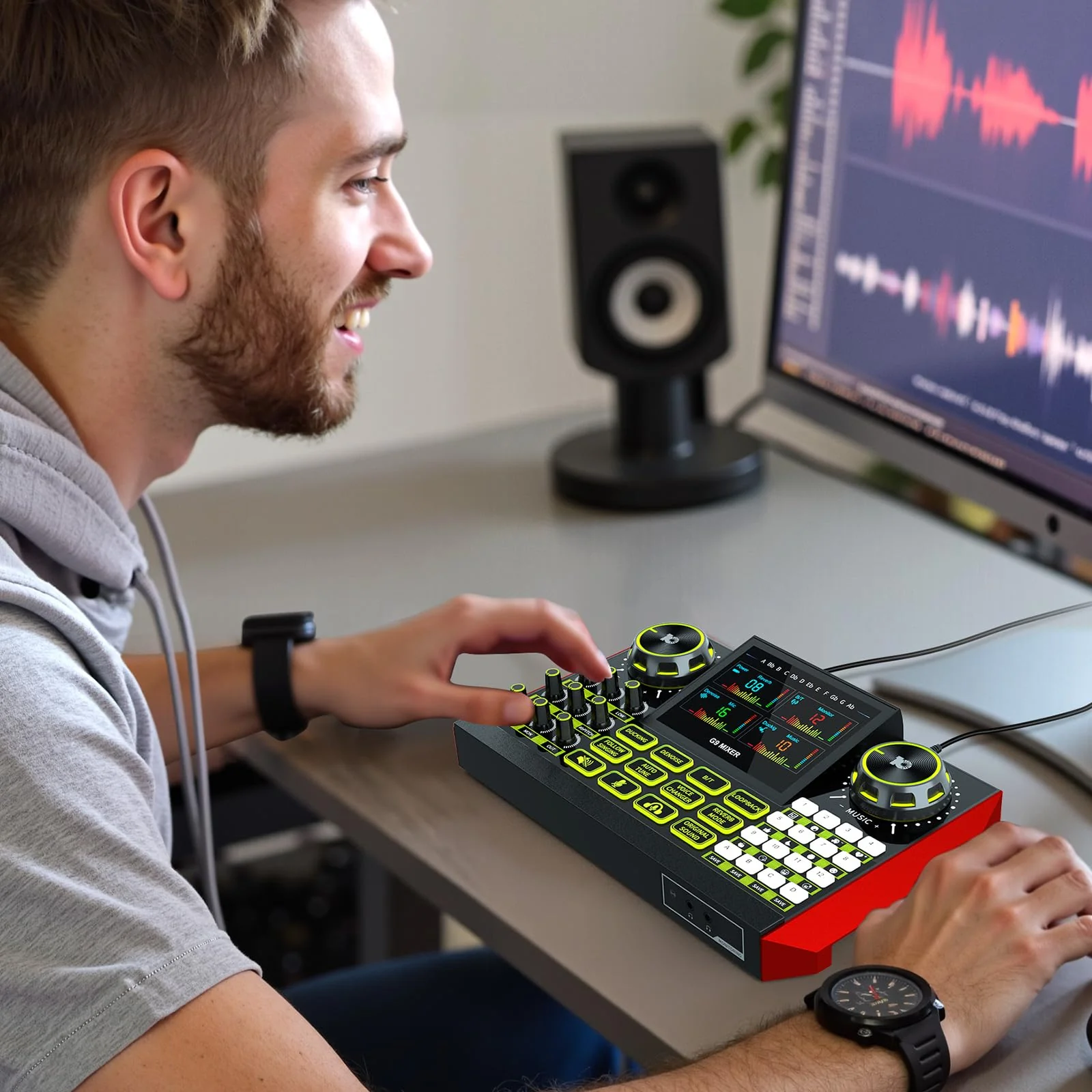 Tenlamp G9 Podcast Equipment Audio Mixer, Live Sound Card Console with Microphone 3.5/6.35mm Audio Interfaces, Voice Changer, Noise Reduction - Image 9