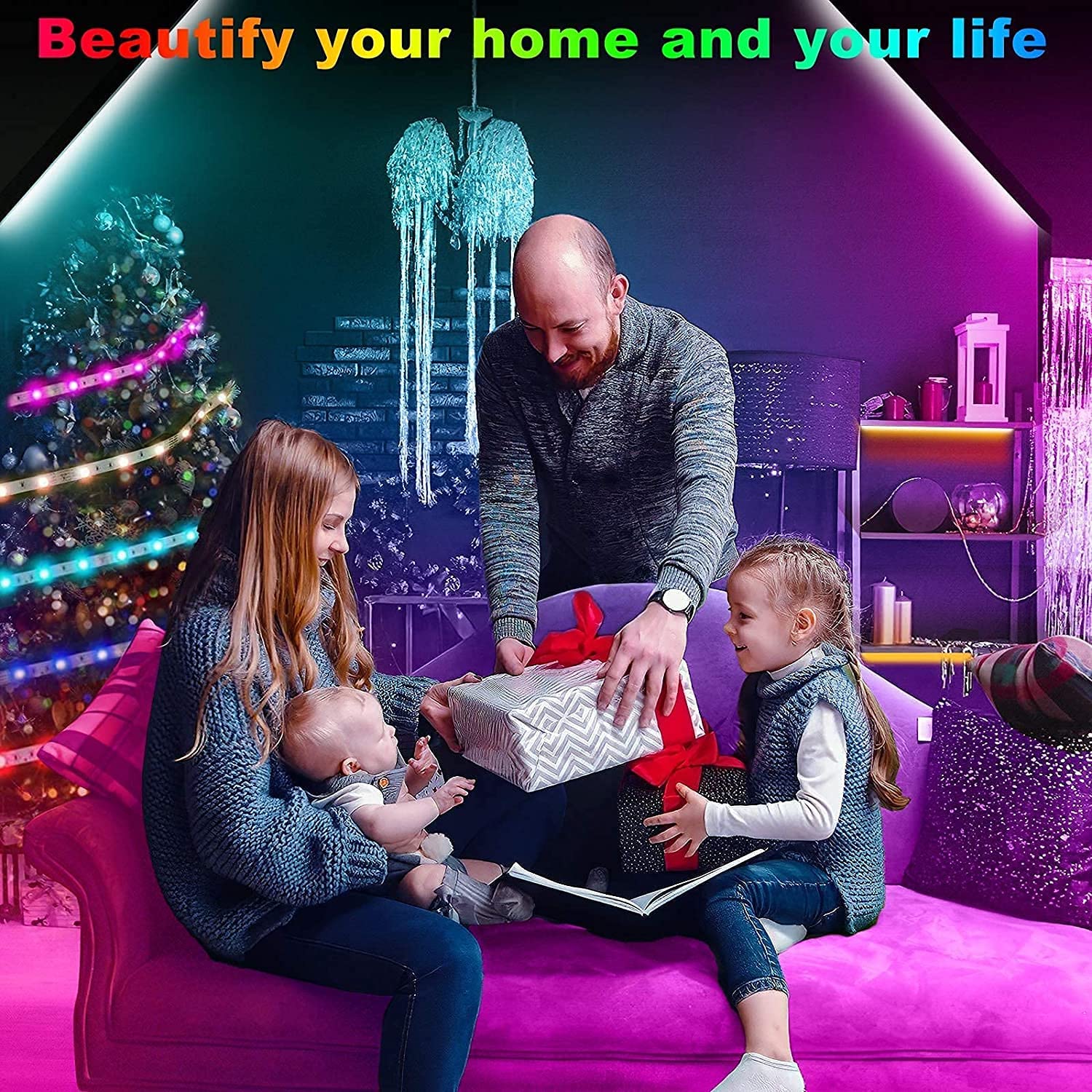 Tenmiro Led Strip Lights 130ft (2 Rolls of 65ft) Smart Light Strips with App Control RGB Led Lights for Bedroom，Music Sync Color Changing Lights for Room Party - Image 3
