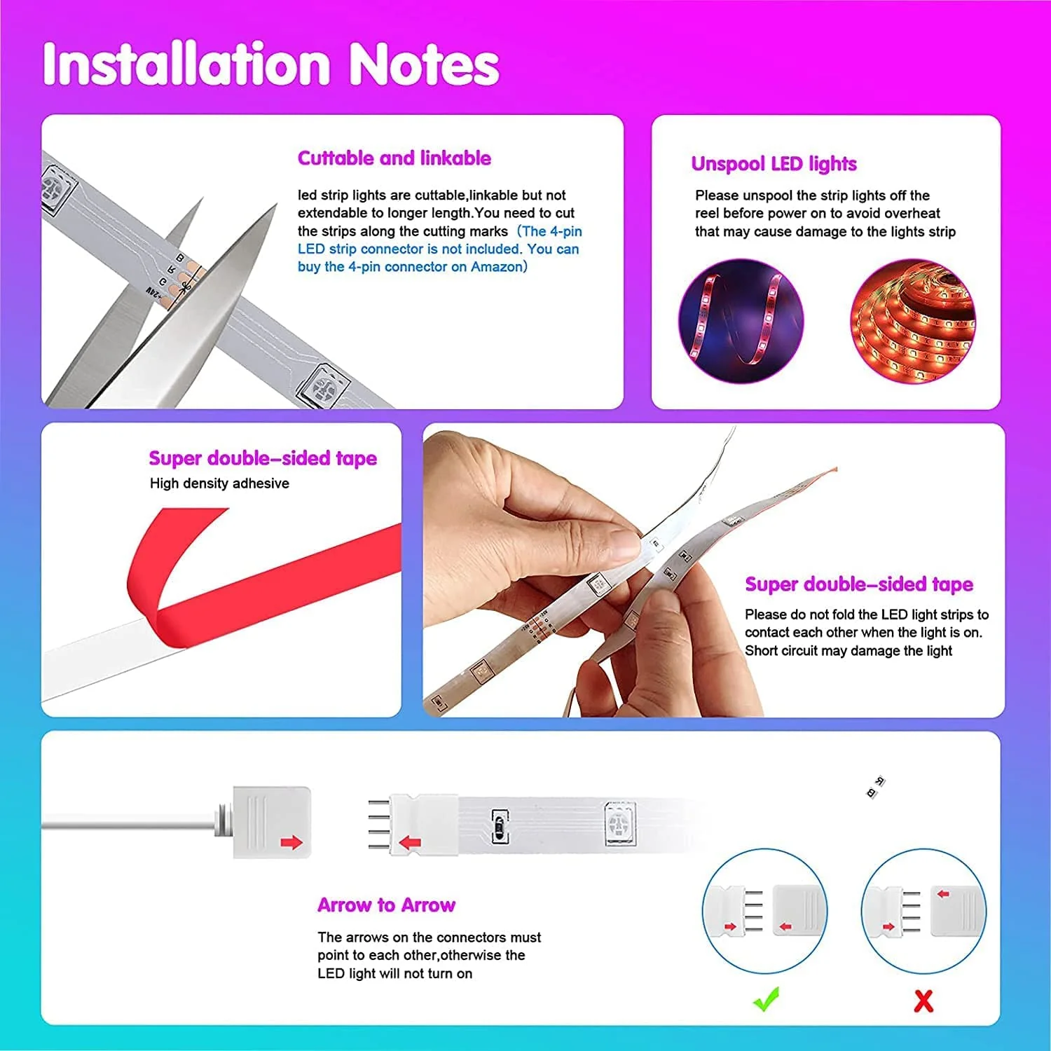 Tenmiro Led Strip Lights 130ft (2 Rolls of 65ft) Smart Light Strips with App Control RGB Led Lights for Bedroom，Music Sync Color Changing Lights for Room Party - Image 7