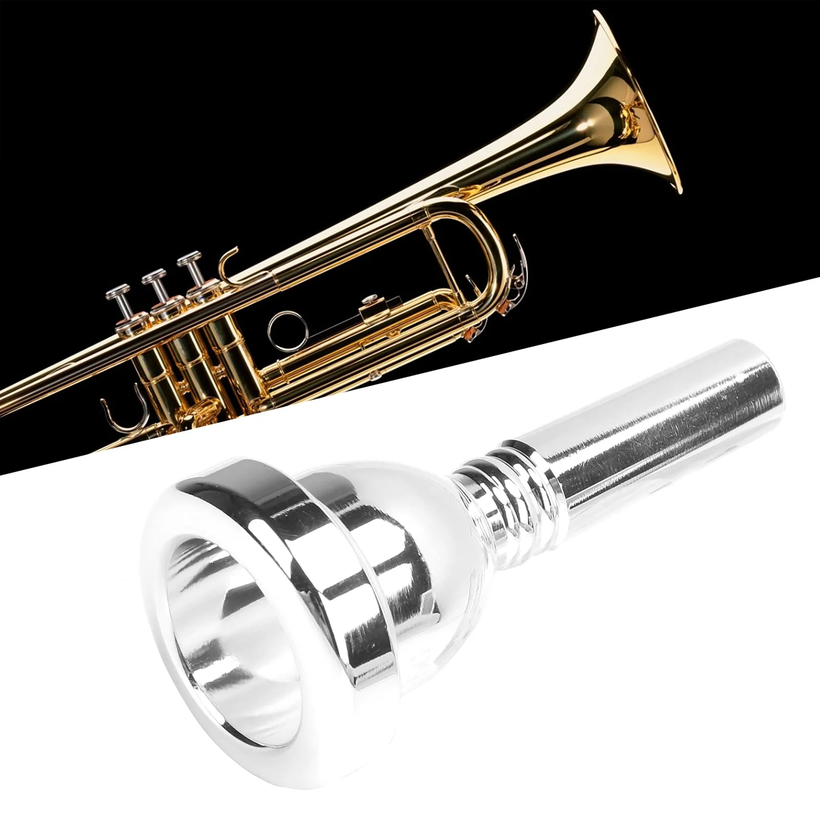 Tenor Large Shank Mouth Piece,Trombone Mouthpiece,Metal 12.7mm 5G Wind Instrument Accessory Replacement (Silver) Silver - Image 3